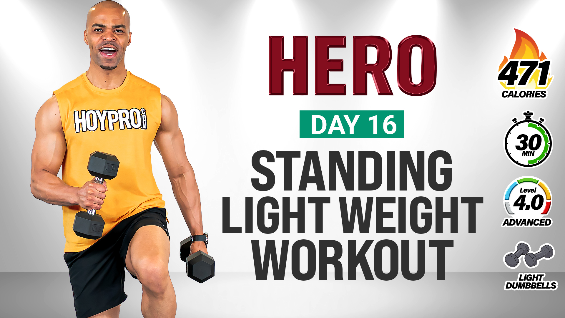 30 Minute Standing Light Weight Metcon HIIT Workout - HERO #016