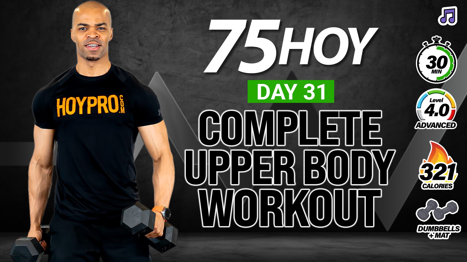 30 Minute Complete Upper Body Strength Workout - 75 HOY #31 (Music)