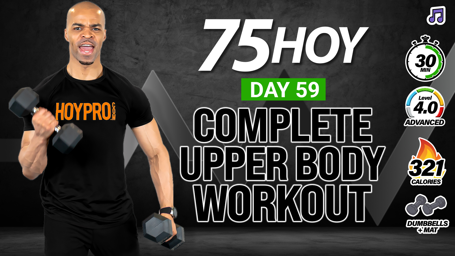 30 Minute Complete Upper Body Strength Workout - 75 HOY #59 (Music)