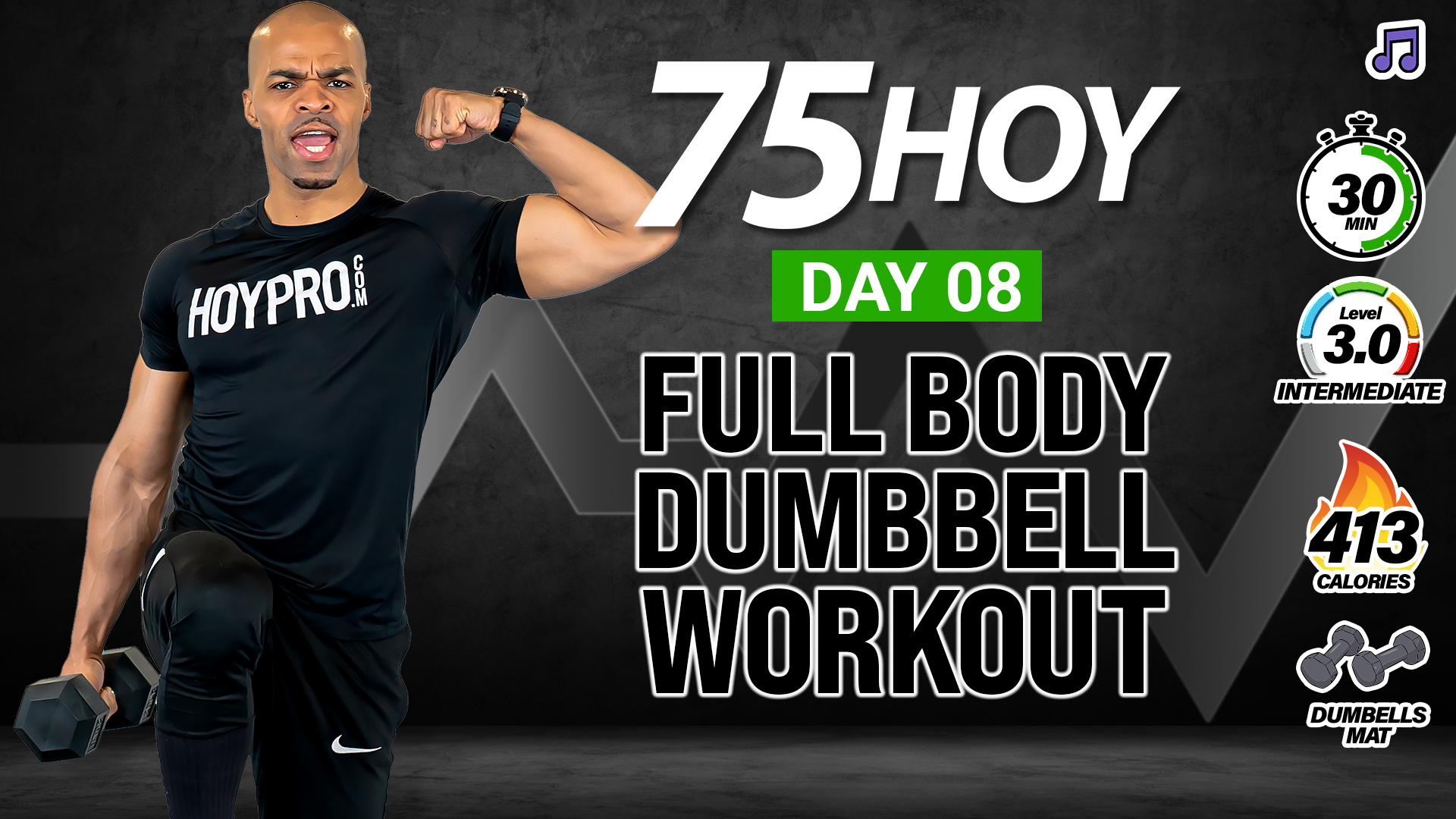 30 Minute Full Body Dumbbell PUMP (No Jumping) - 75 HOY #08 (Music)