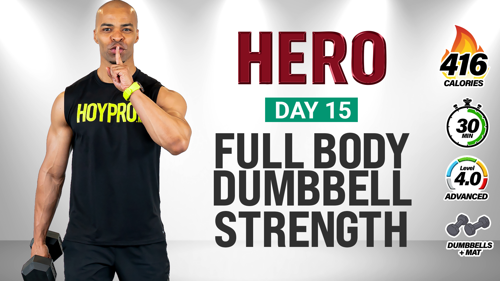 30 Minute Full Body Dumbbell Strength (No Jumping/Push-Ups) - HERO #015