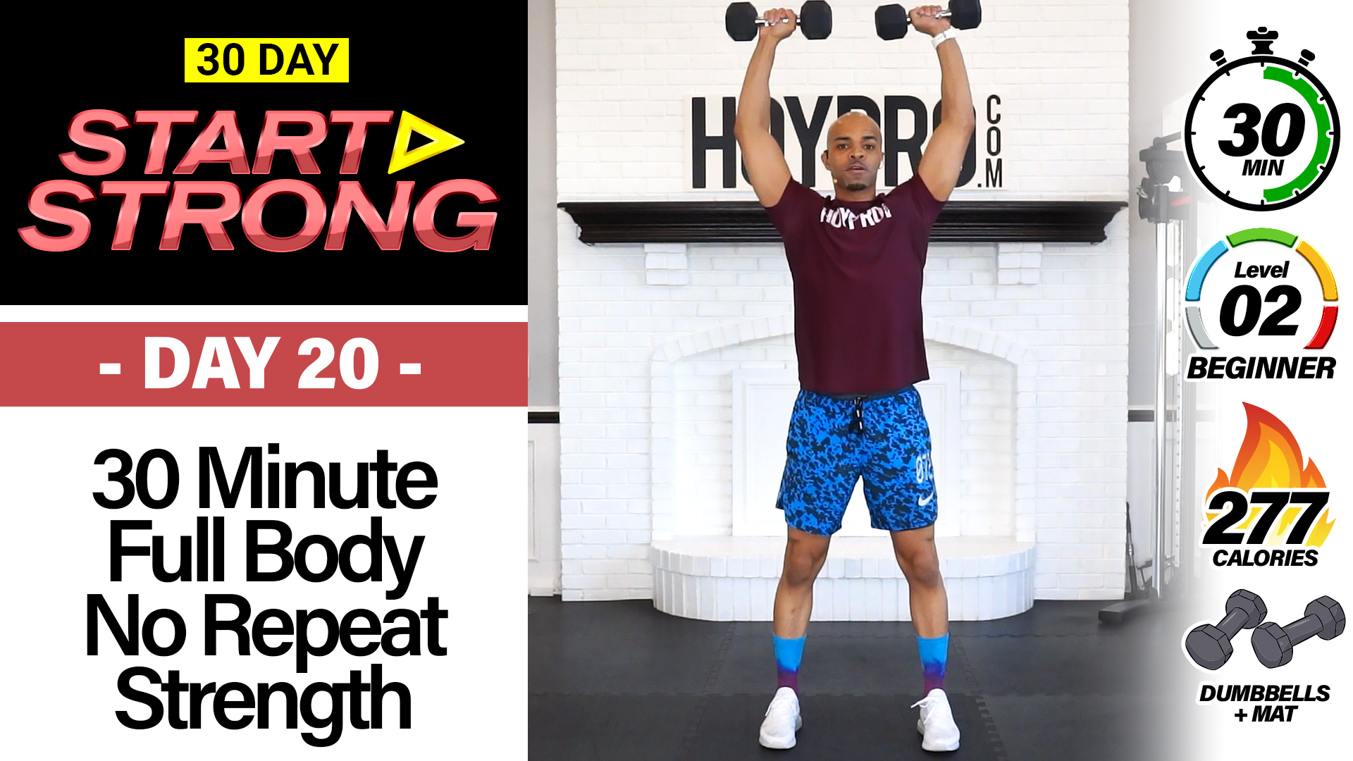 30 Min Beginner Full Body No Repeat Dumbbell Strength - START STRONG ...