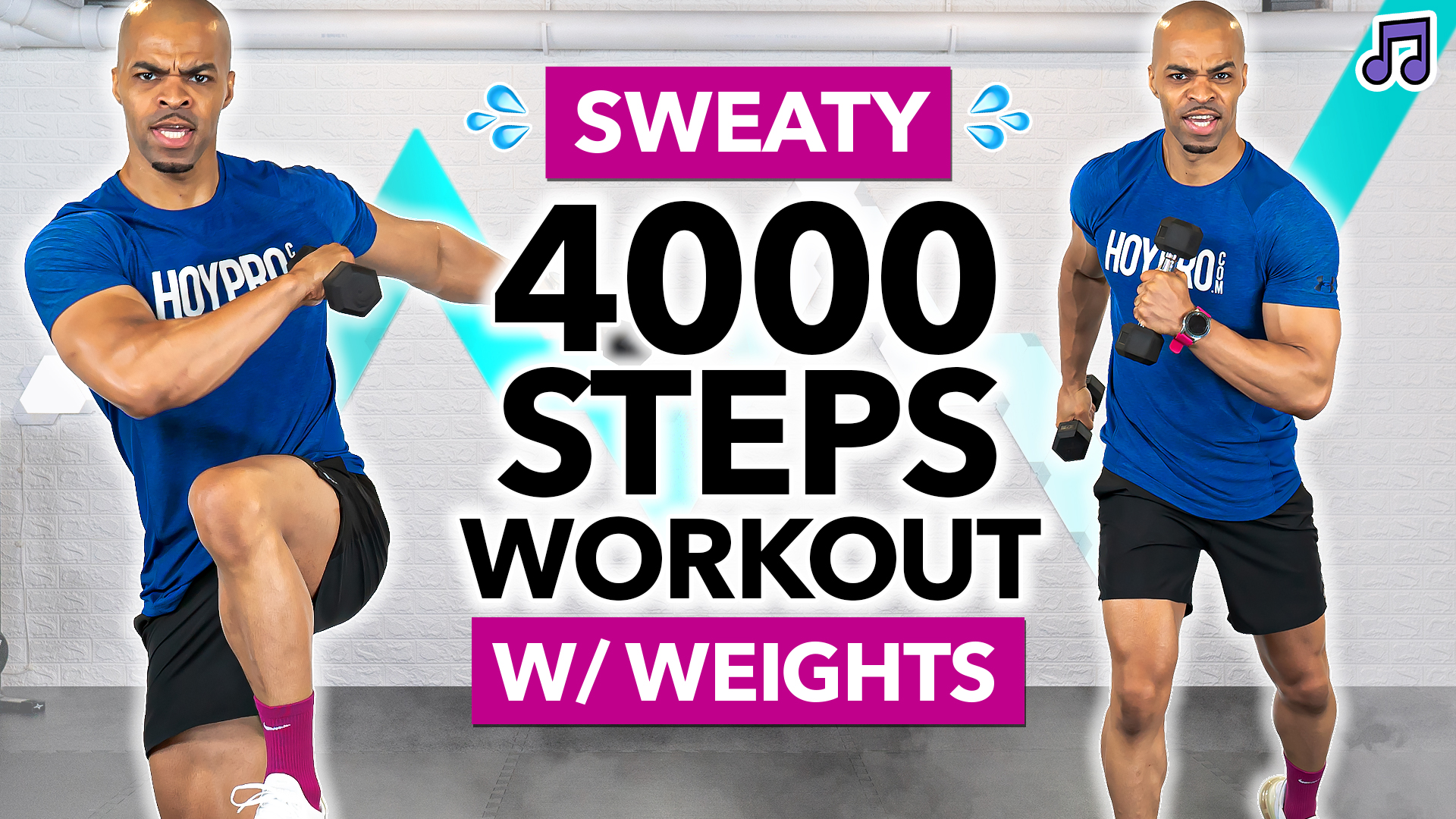 35 Minute 4000 Steps Walking Workout With Weights [Knee Friendly] (Music)