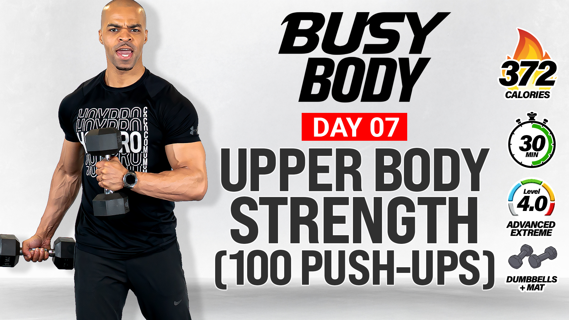 30 Minute Upper Body Push & Pull (100 Push-Ups) - BUSY BODY #07
