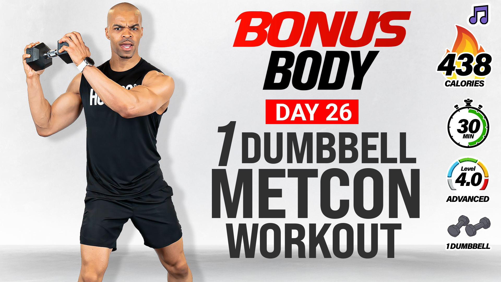 30 Minute One Dumbbell Full Body Power Workout - BUSY BODY #26 (Music)