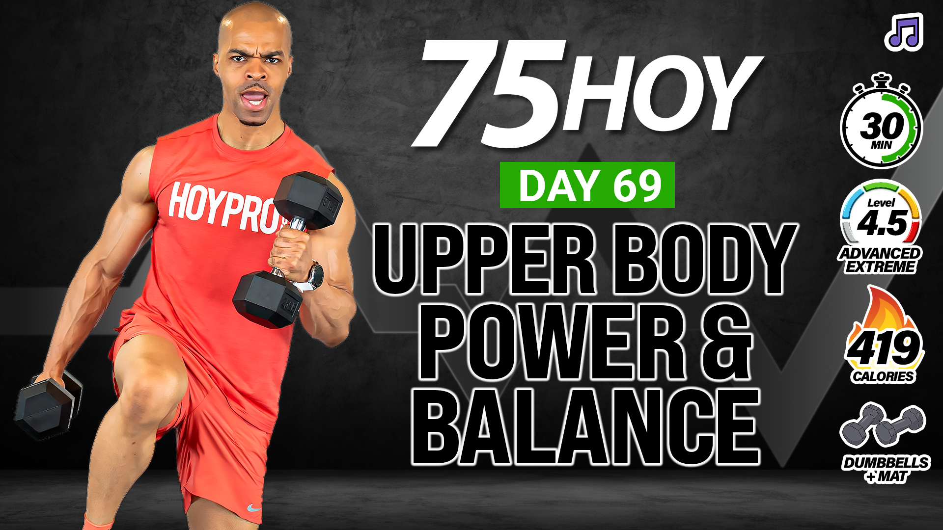 30 Minute Upper Body Power, Balance & Strength - 75 HOY #69 (Music)