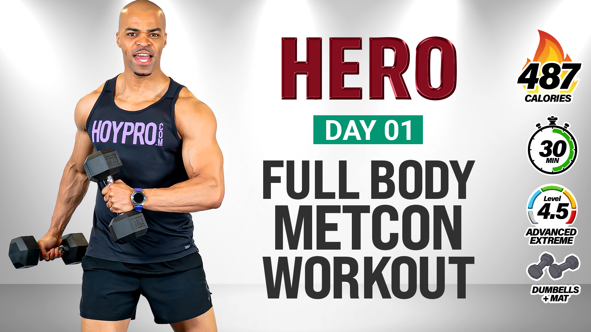 30 Minute Full Body Dumbbell MetCon Workout - HERO #001