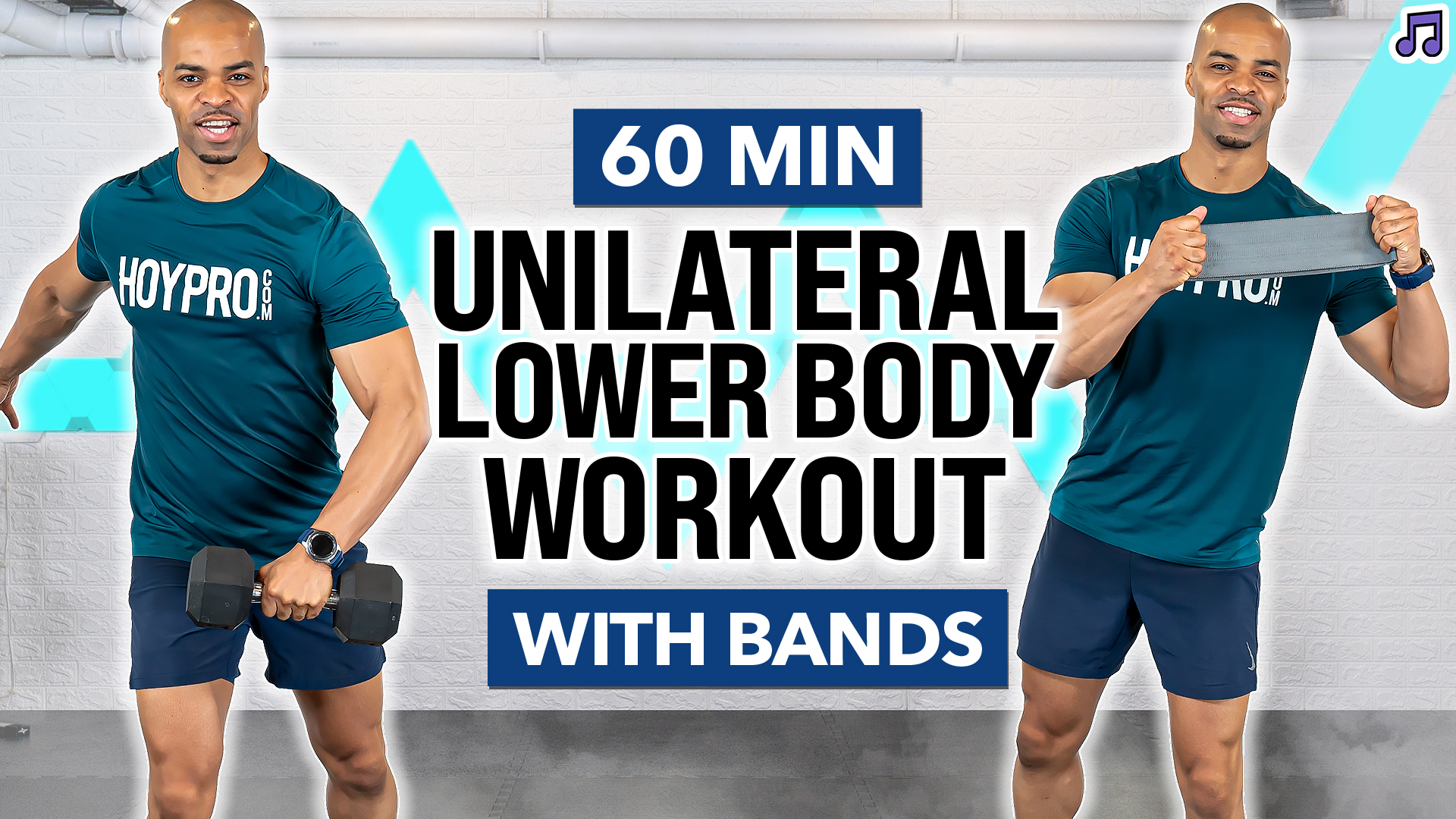 60 Minute Unilateral Lower Body Workout with Bands (Music)