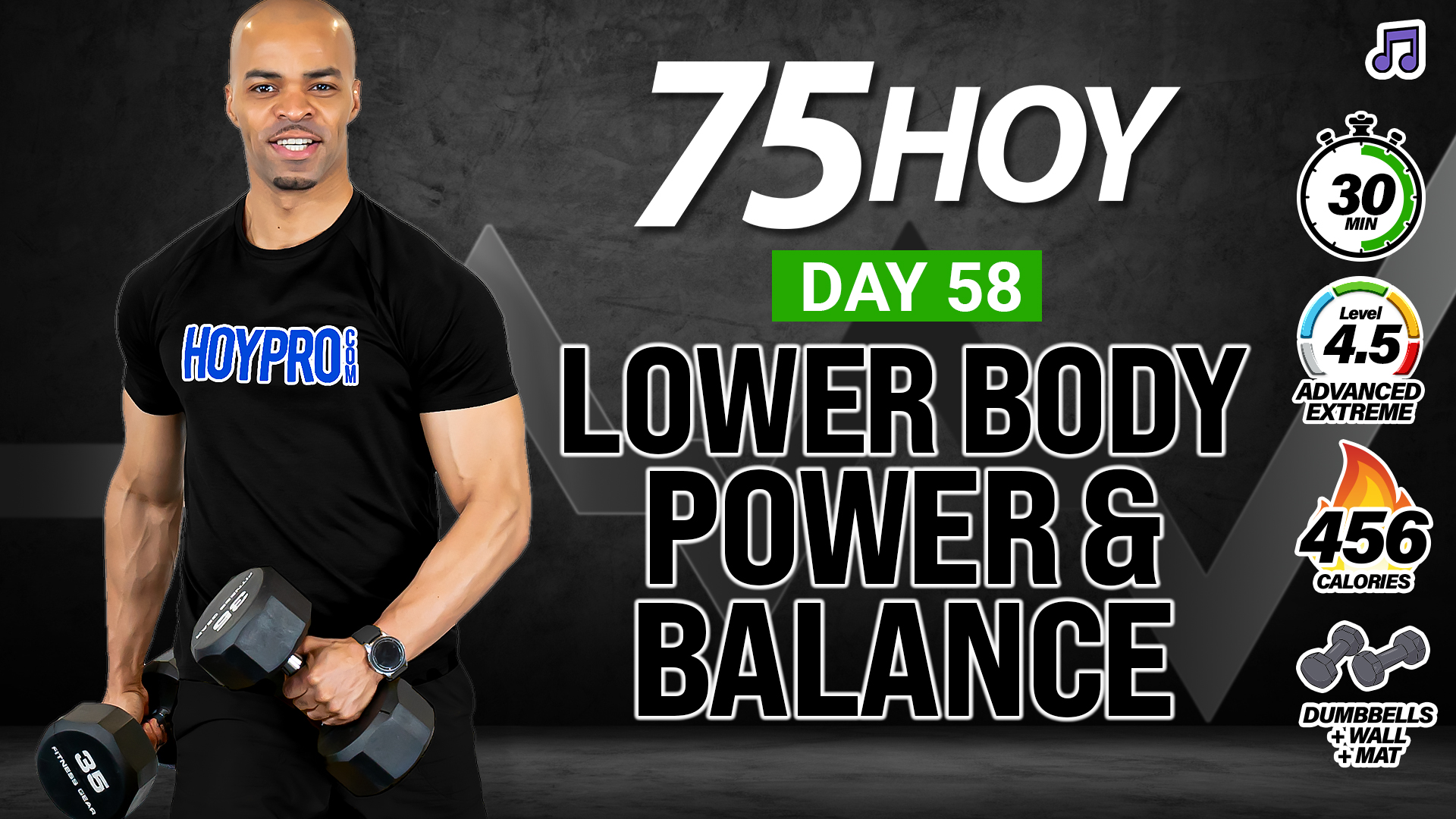 30 Minute Lower Body Power & Balance Workout - 75 HOY #58 (Music)
