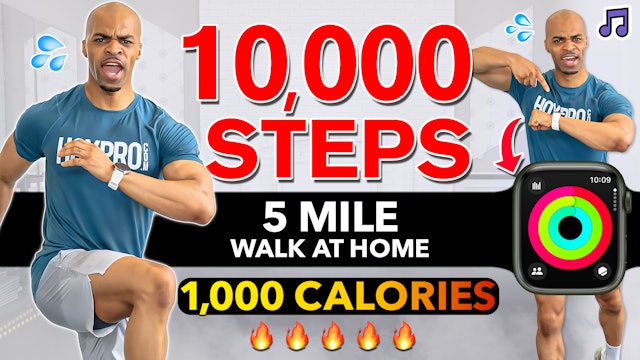 80 Minute 10,000 Steps Indoor Walking Cardio Workout (Low Impact) (Music)