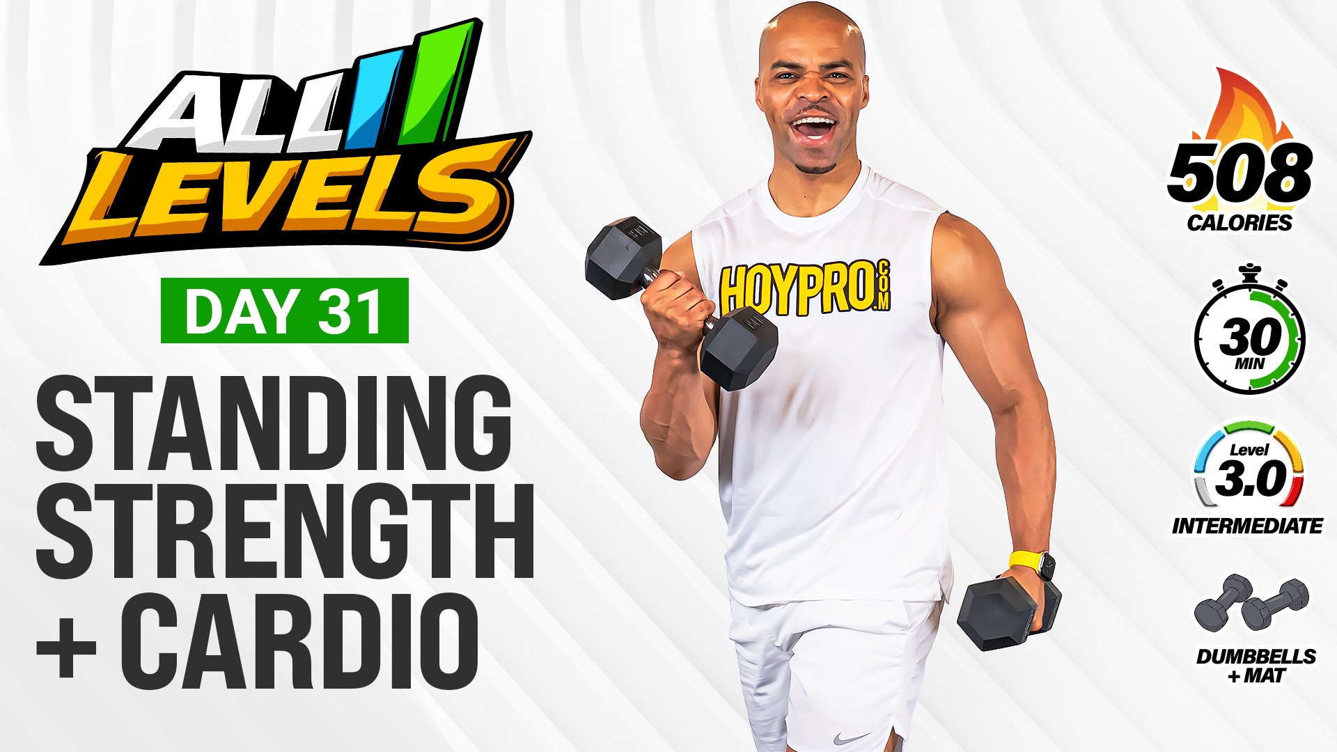 30 Minute Standing Dumbbell Strength + Cardio HIIT - ALL LEVELS #031
