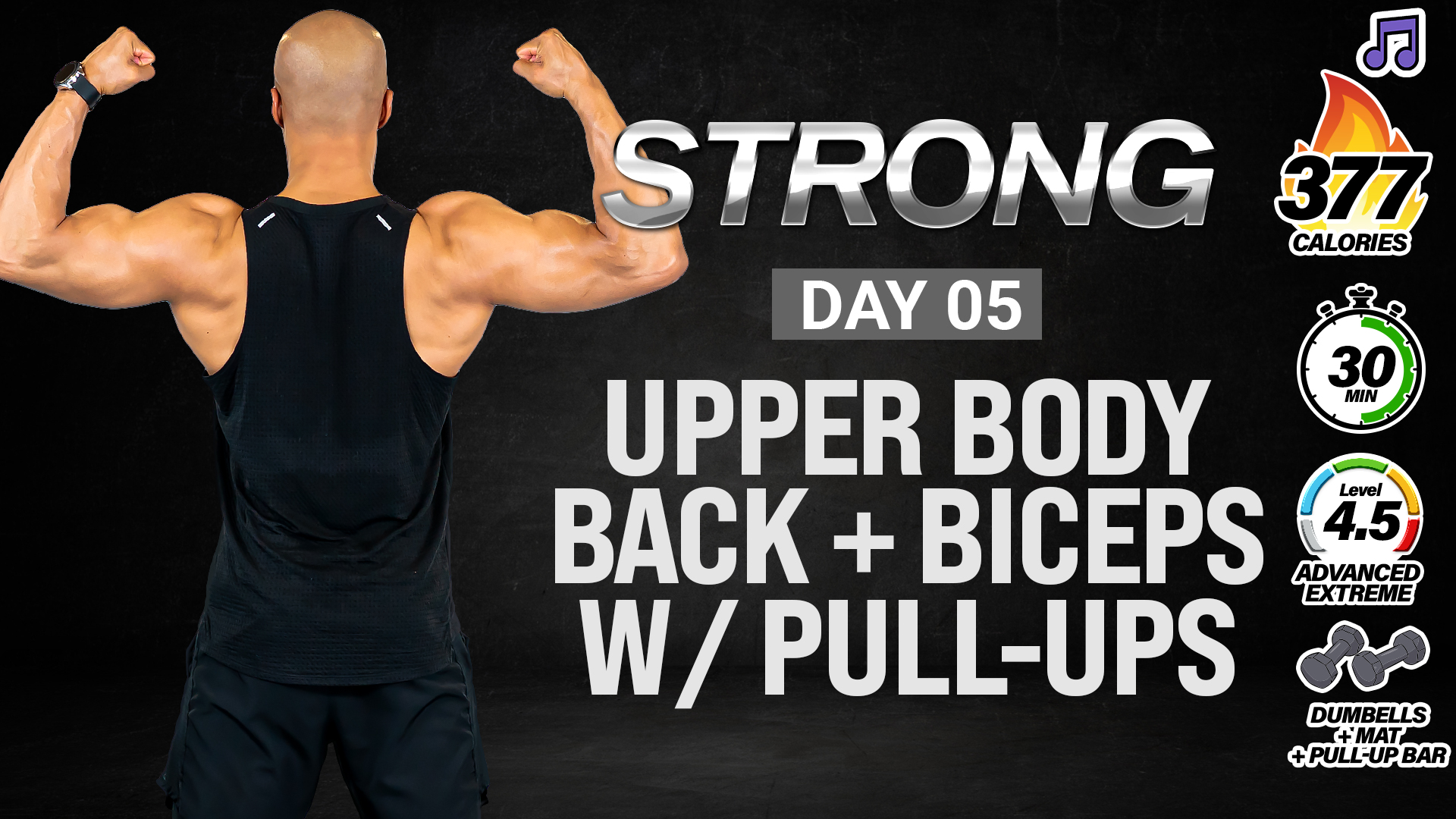 30 Minute Upper Body Back & Biceps with Pull-Ups - STRONG #005