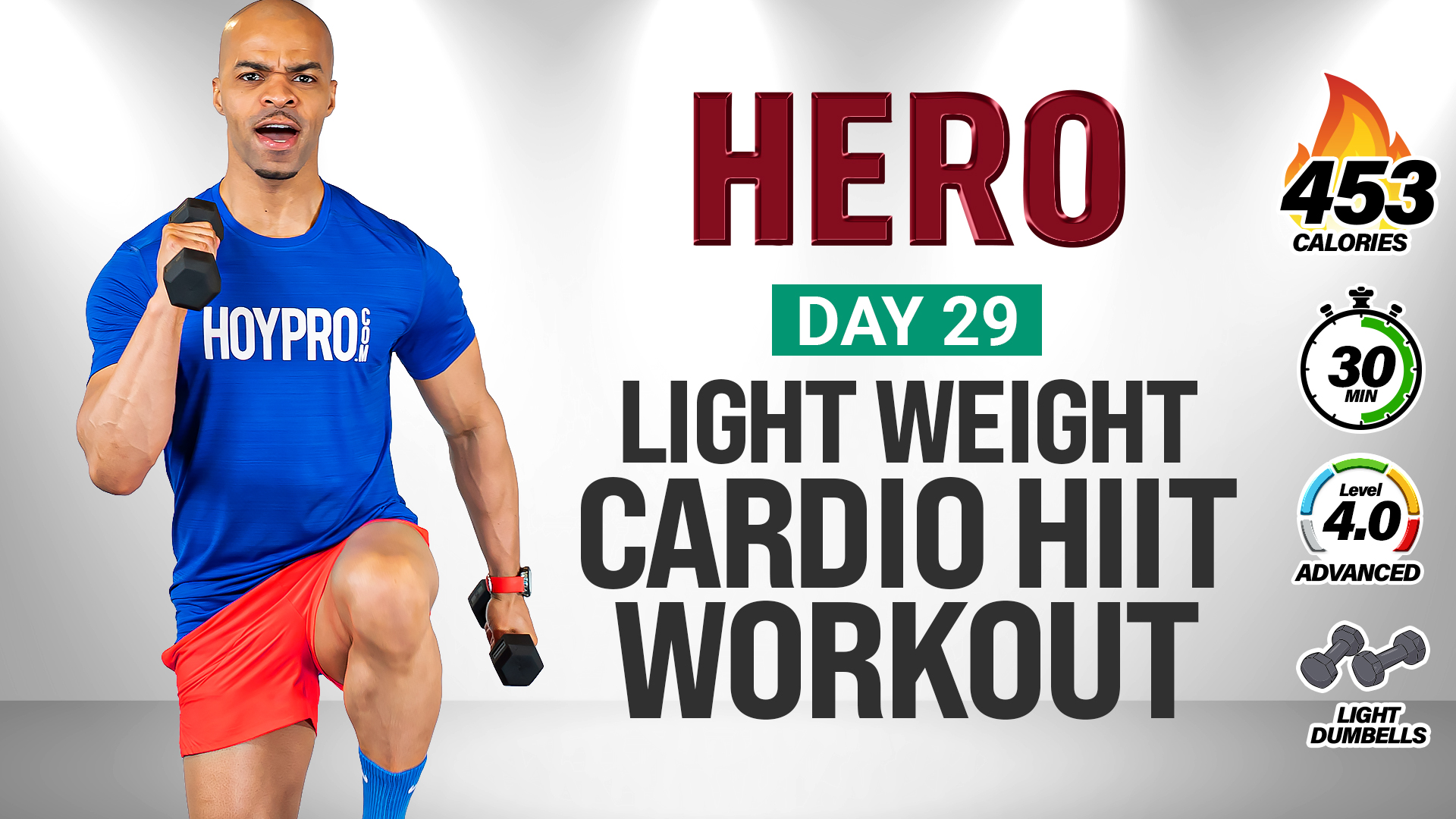 30 Minute Light Weight Fast-Paced Cardio HIIT Workout - HERO #029