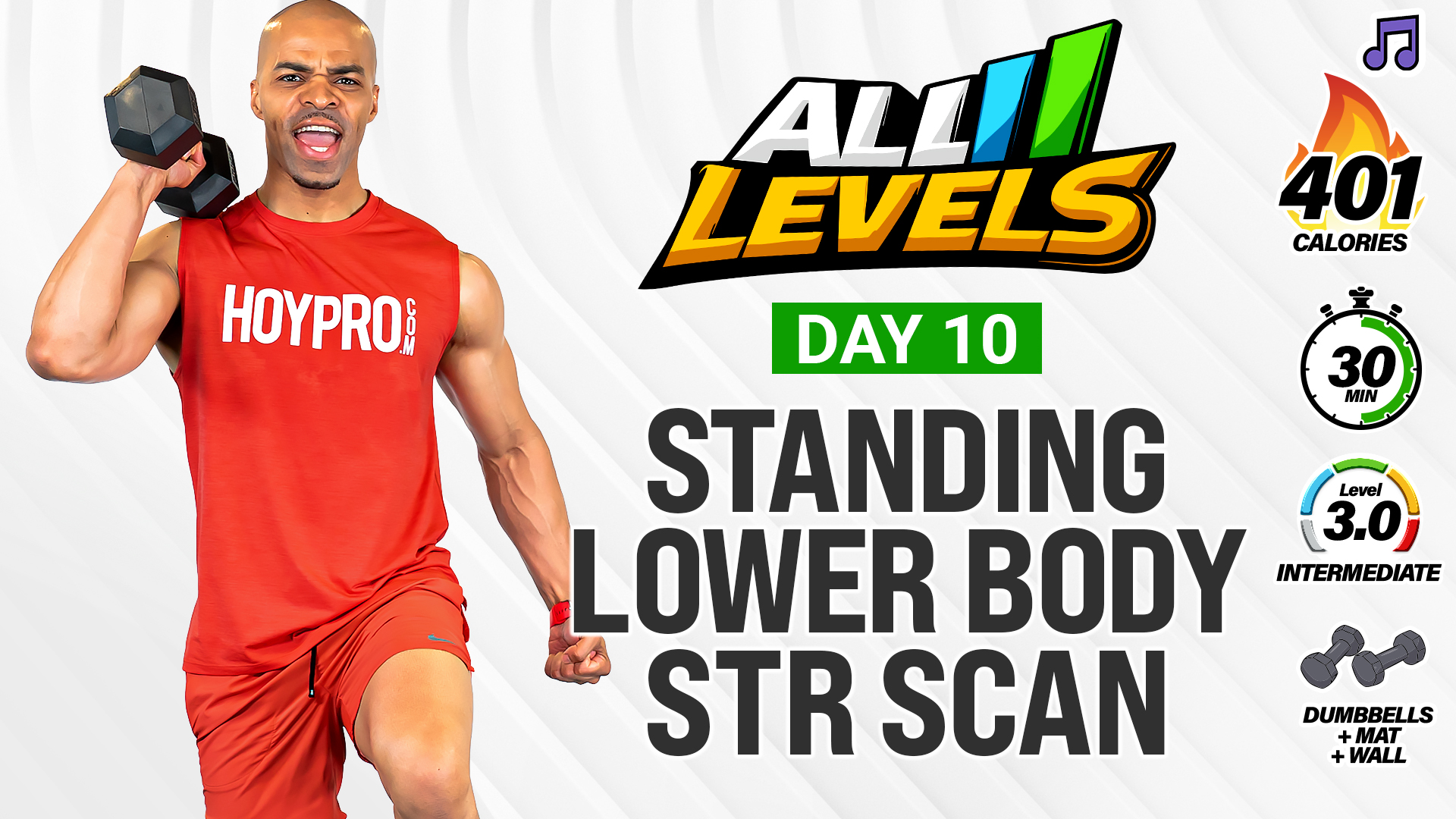 30 Minute Standing Lower Body Strength Scan - ALL LEVELS #010 (Music)