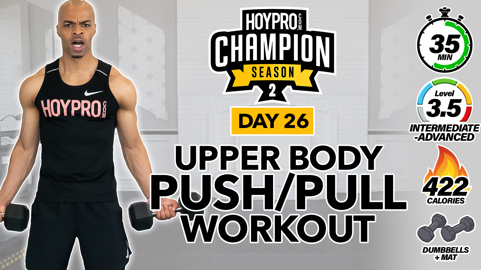 35 Minute Push Pull Pump Upper Body Strength Workout - CHAMPION S2 #26