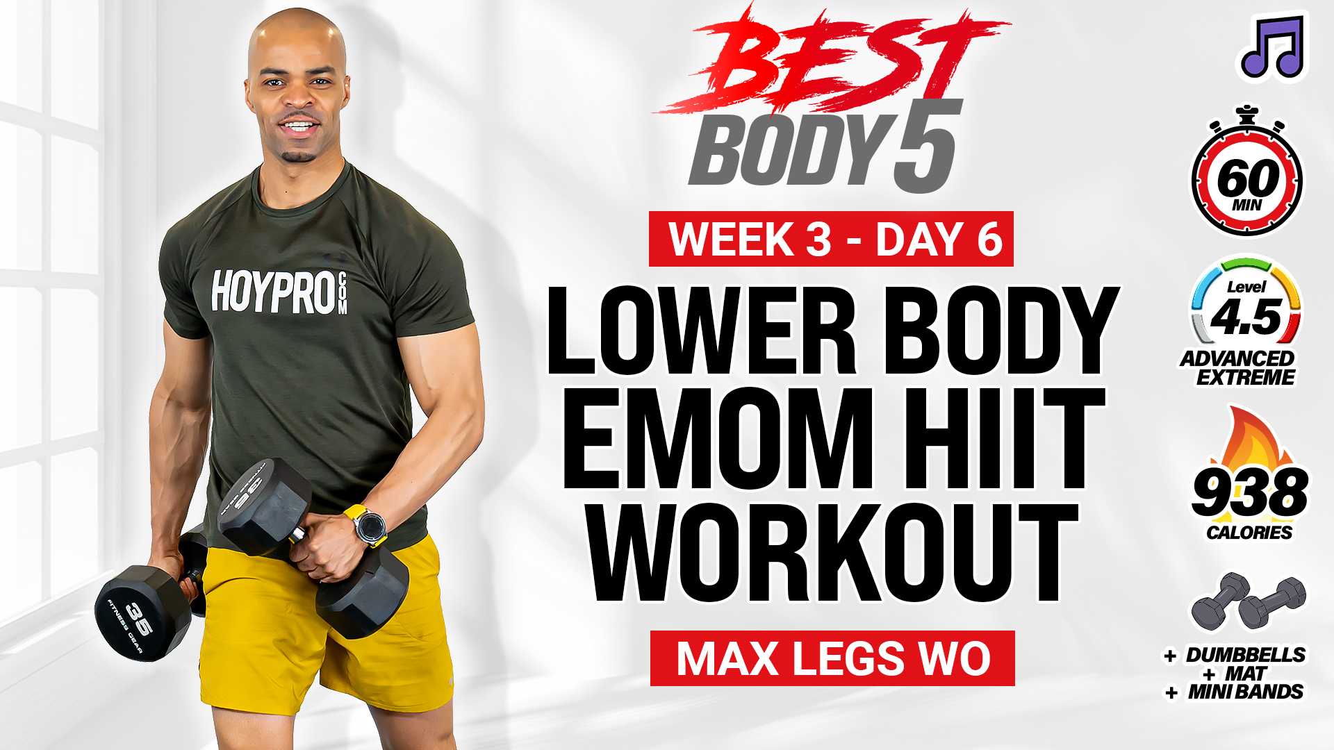 60 Minute Lower Body EMOM Strength Workout - BB5 W3: Day 6 (Music)