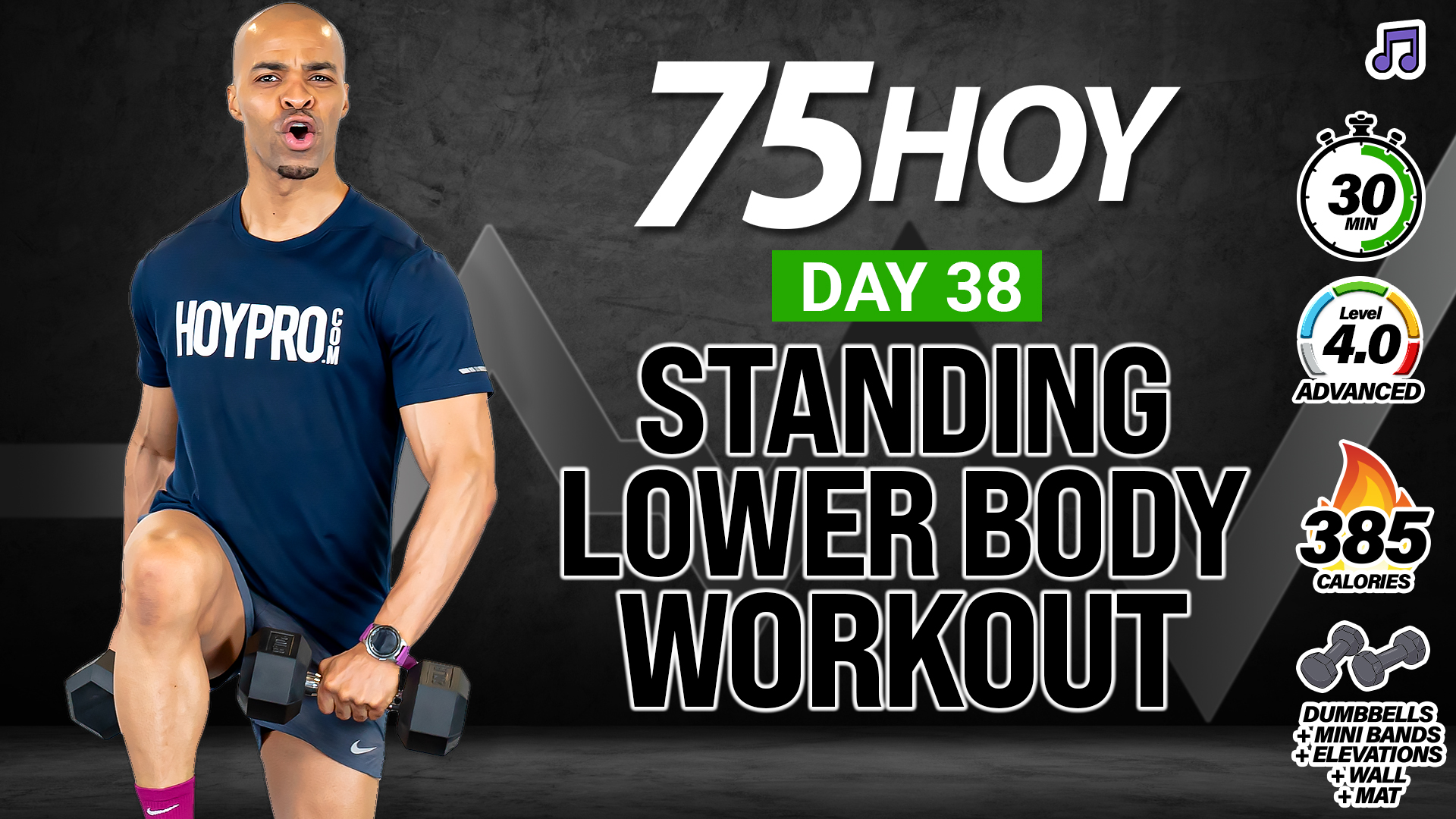 30 Minute Standing ABAB Lower Body Workout - 75 HOY #38 (Music)