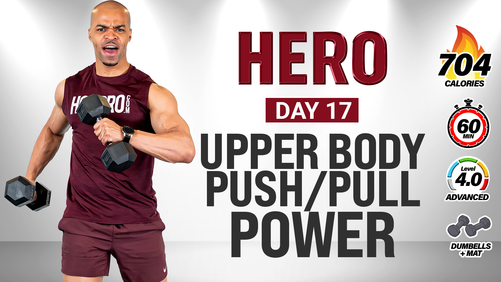 60 Minute Upper Body Push Pull Power Workout - HERO #017