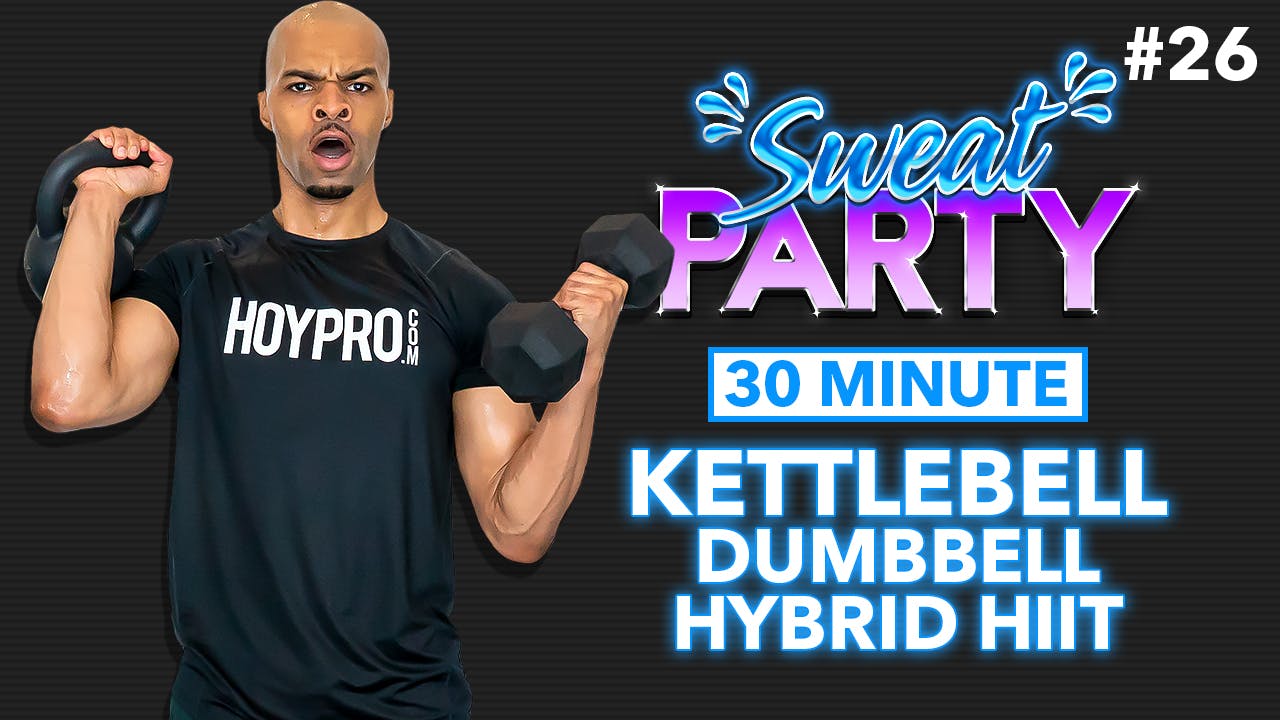 30 Minute Kettlebell Dumbbell Hybrid HIIT Workout Sweat Party 26