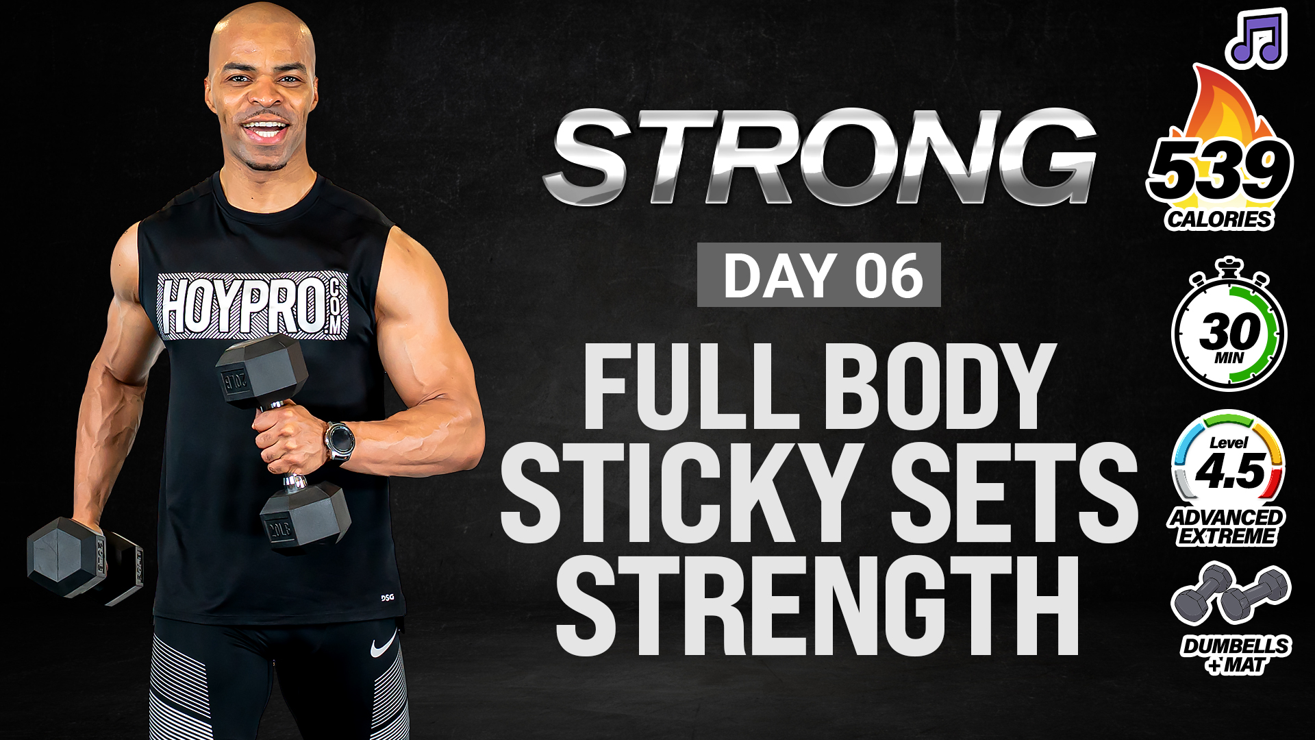 30 Minute Full Body Sticky Sets Strength Workout - STRONG #006 (Music)