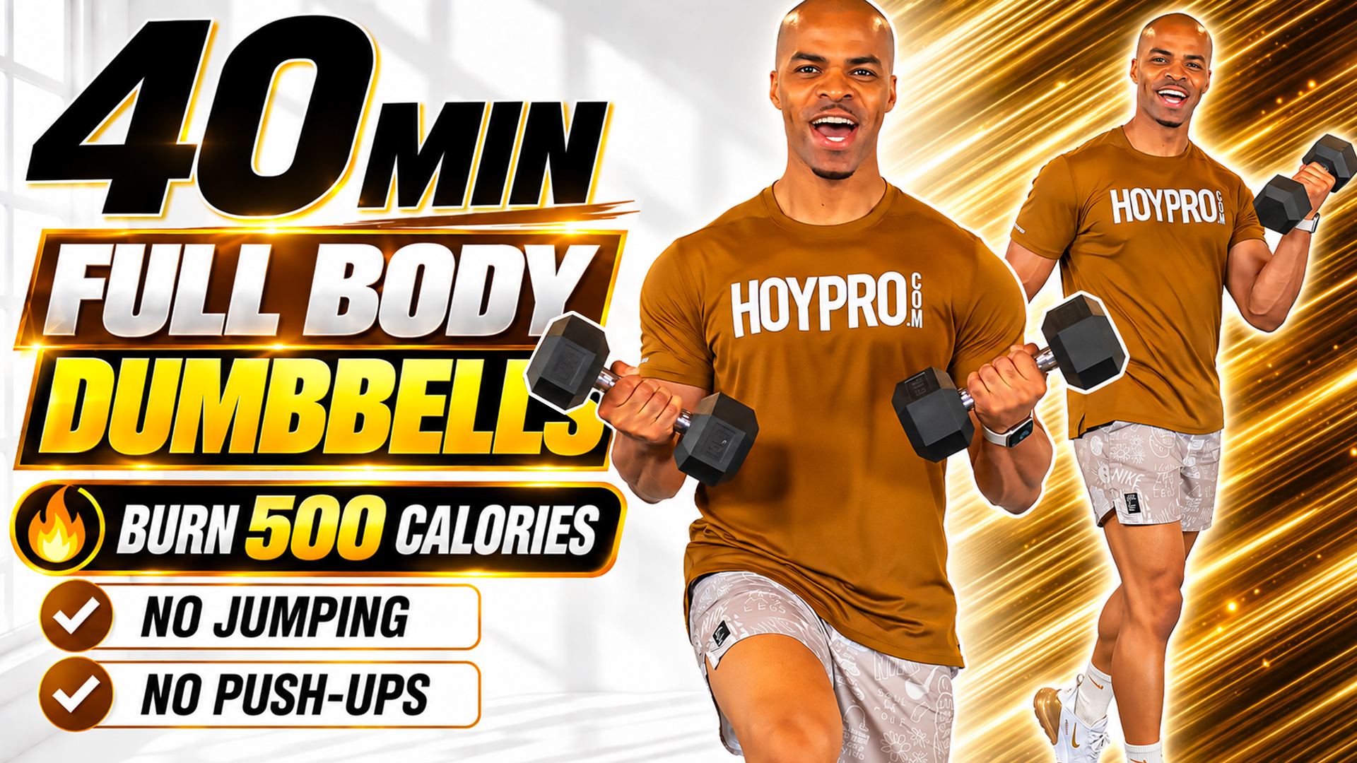 40 Minute Intermediate Dumbbell Workout | No Jumping + No Push-Ups