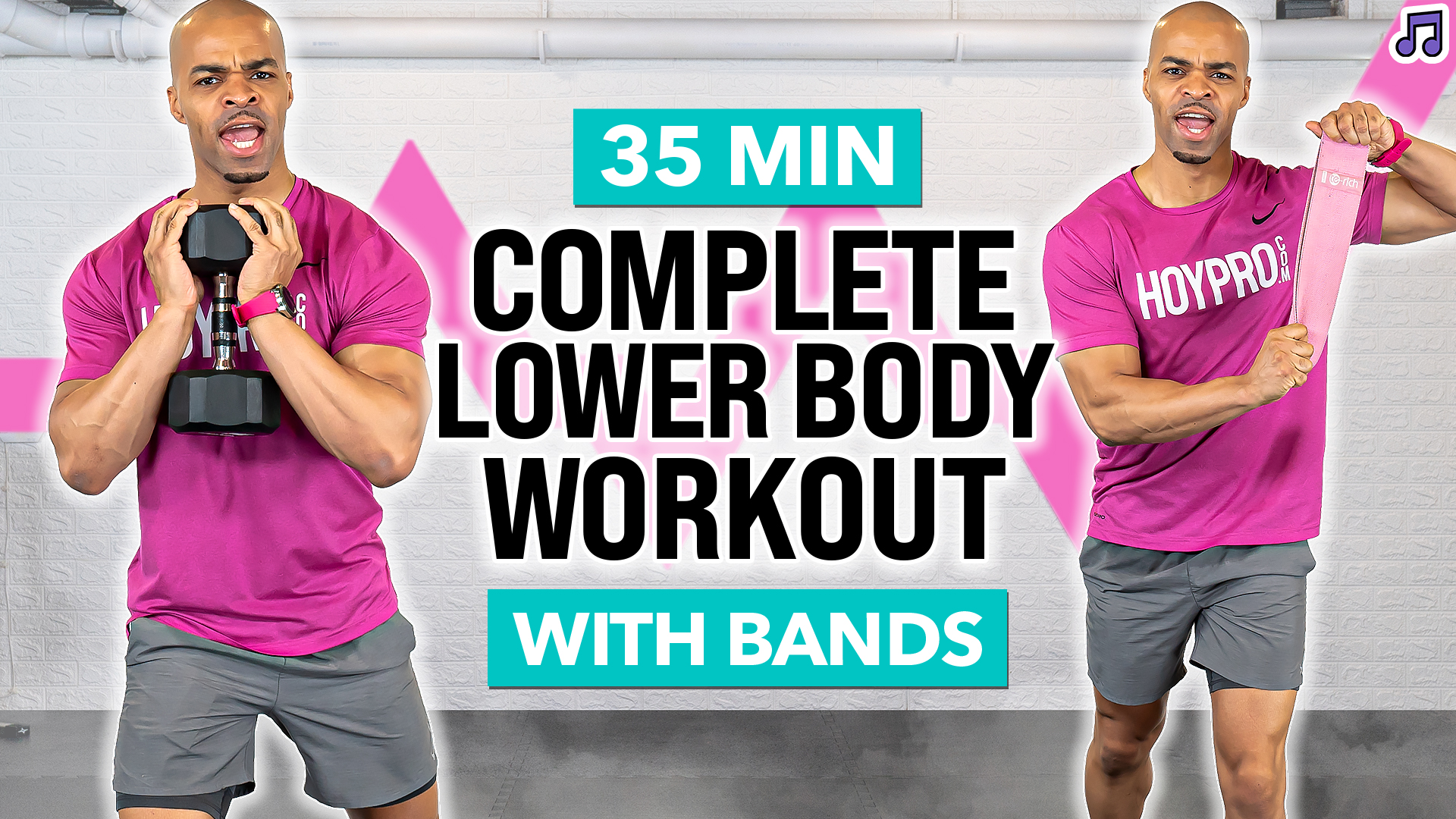 35 Minute Complete Lower Body Strength + Bands (Music)