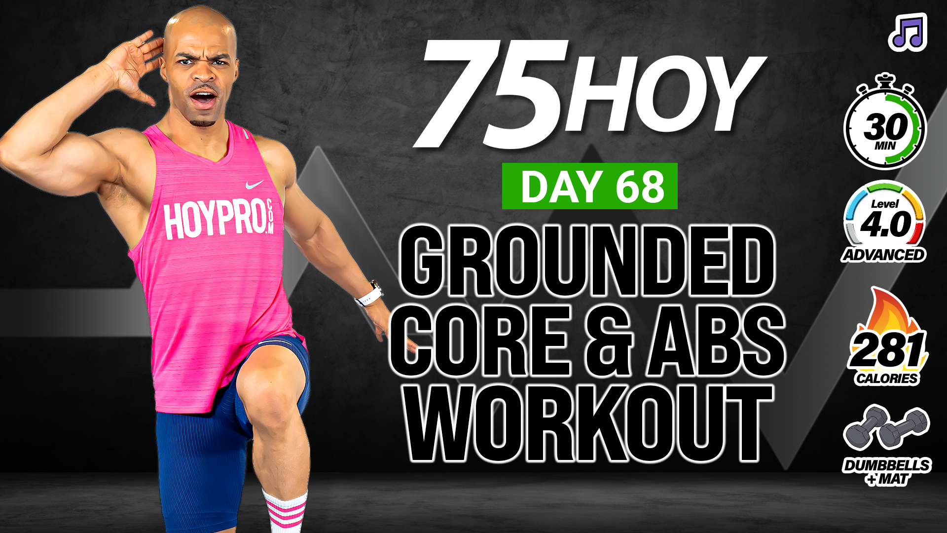 30 Minute Mat-Only Abs & Core Strength Workout - 75 HOY #68 (Music)