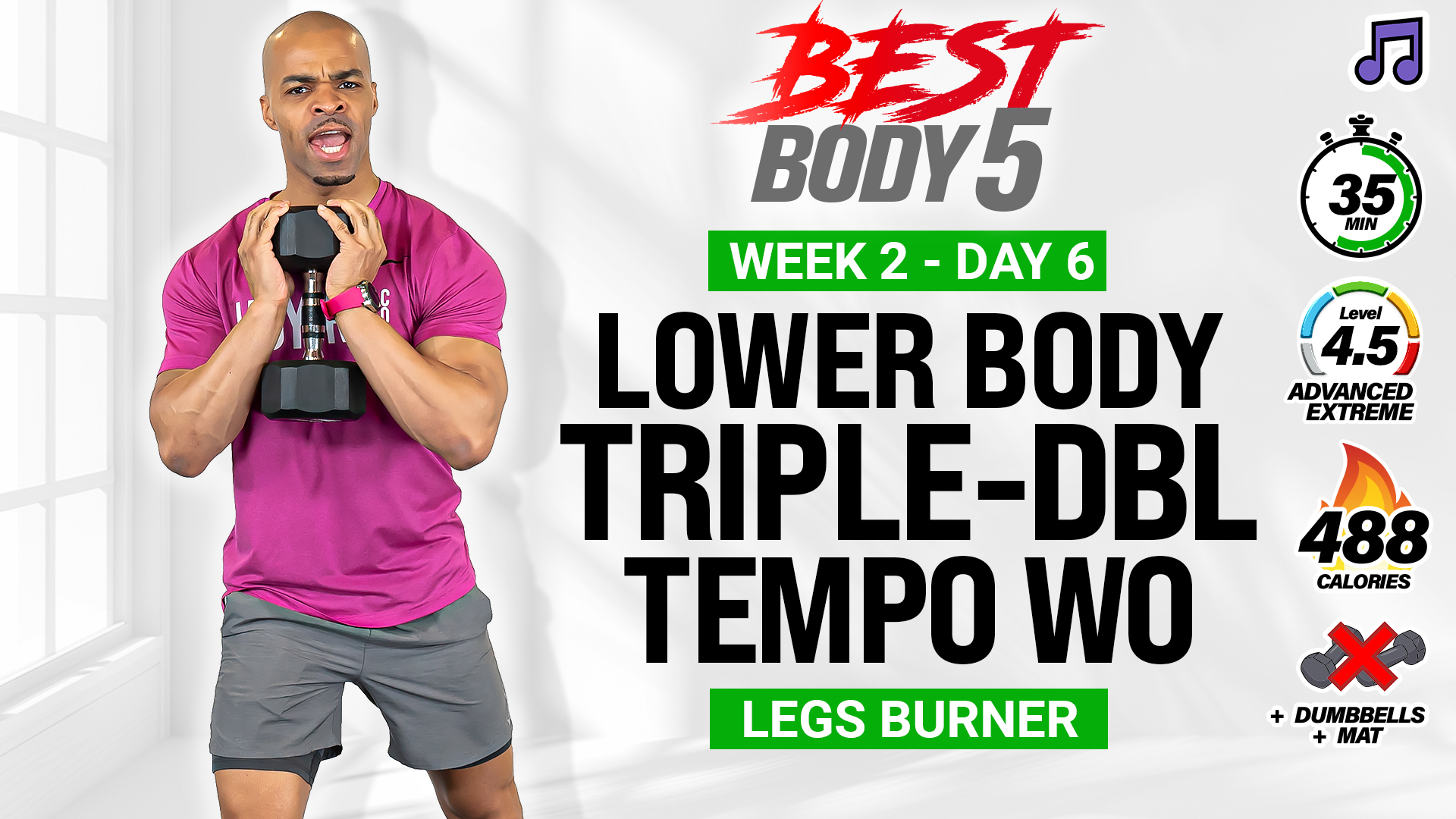 35 Minute Triple-Double Tempo Upper Body + Abs - BB5 W2: Day 6 (Music)