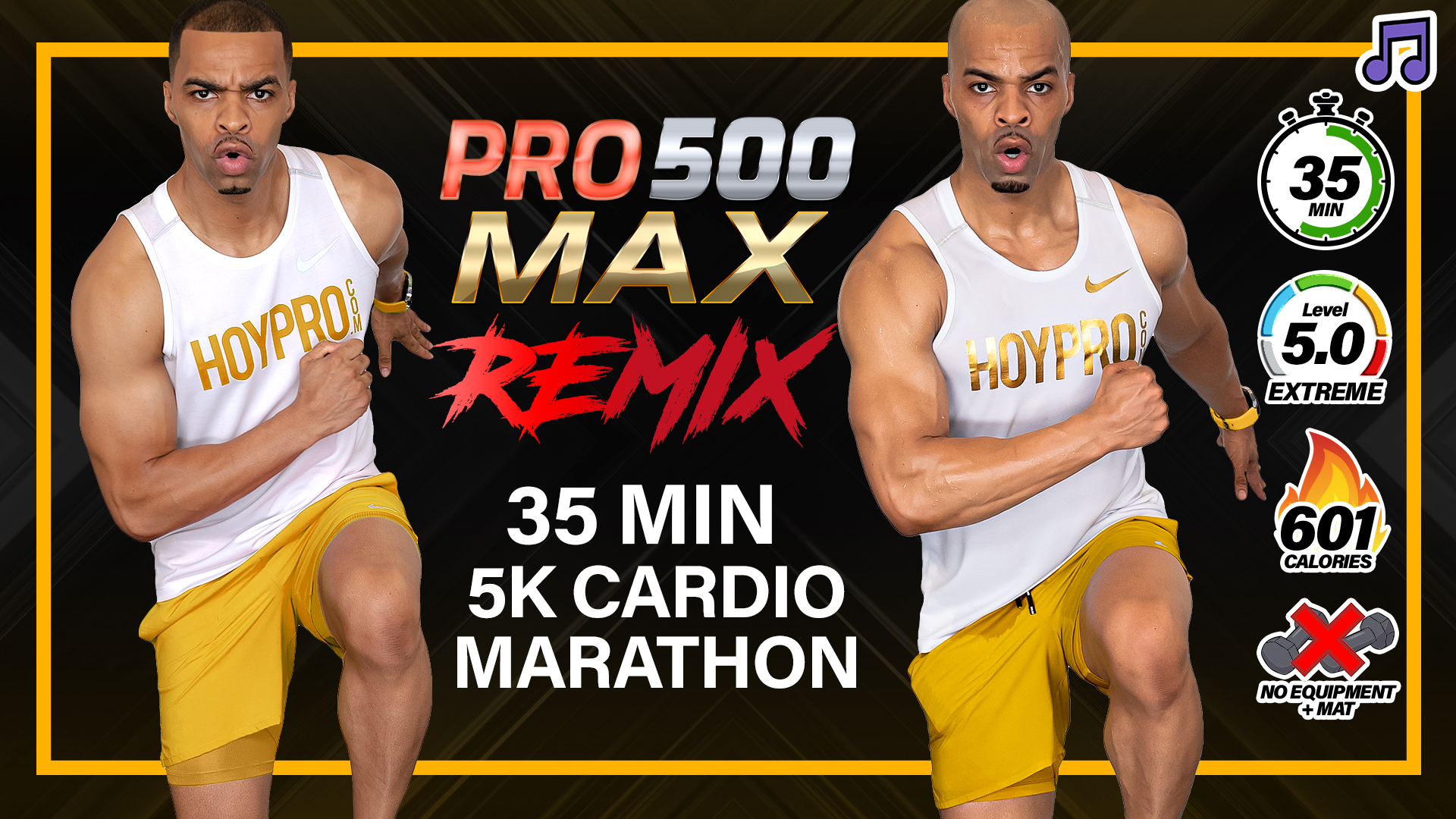 35 Minute Indoor 5K Marathon Cardio Workout 3.0 - PRO 500 MAX REMIX (Music)