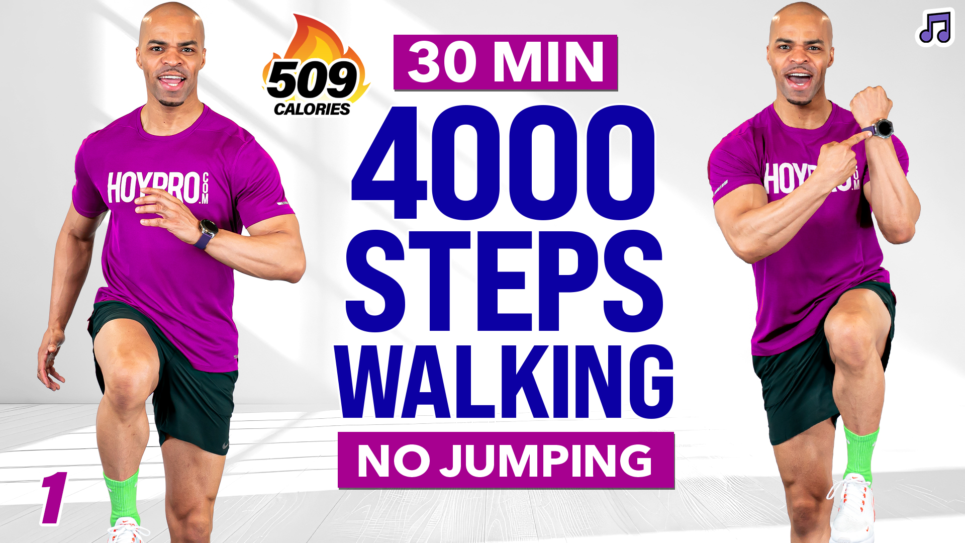 30 Minute 4000 Steps POWER Walking Workout - WALK #01 (Music)