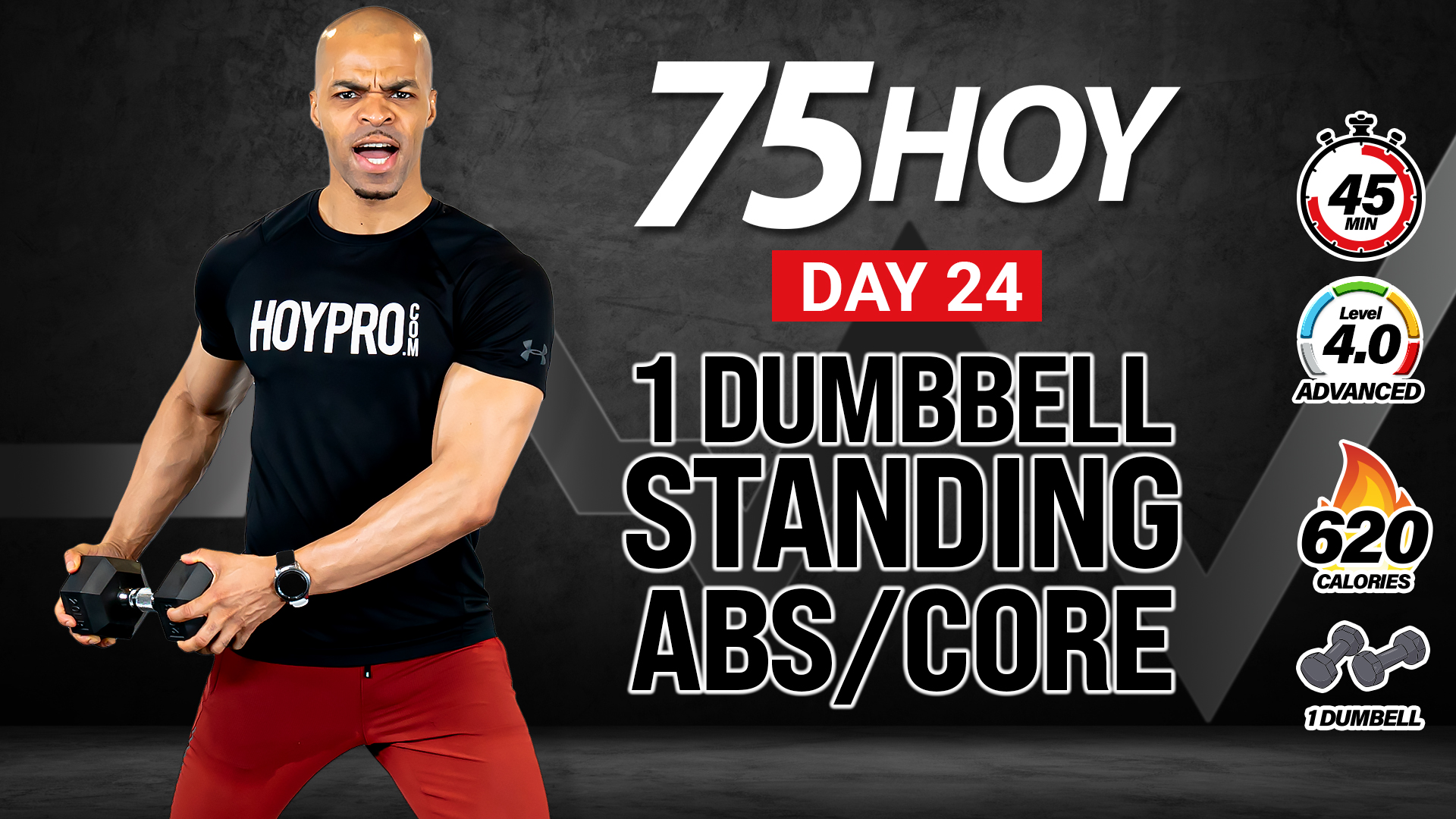 45 Minute One Dumbbell Standing Core & Abs Workout - 75 HOY #24