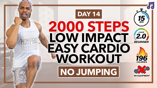 15 Minute Easy Step cardio Workout (Low Impact) - 2000 Steps #14 (Music)