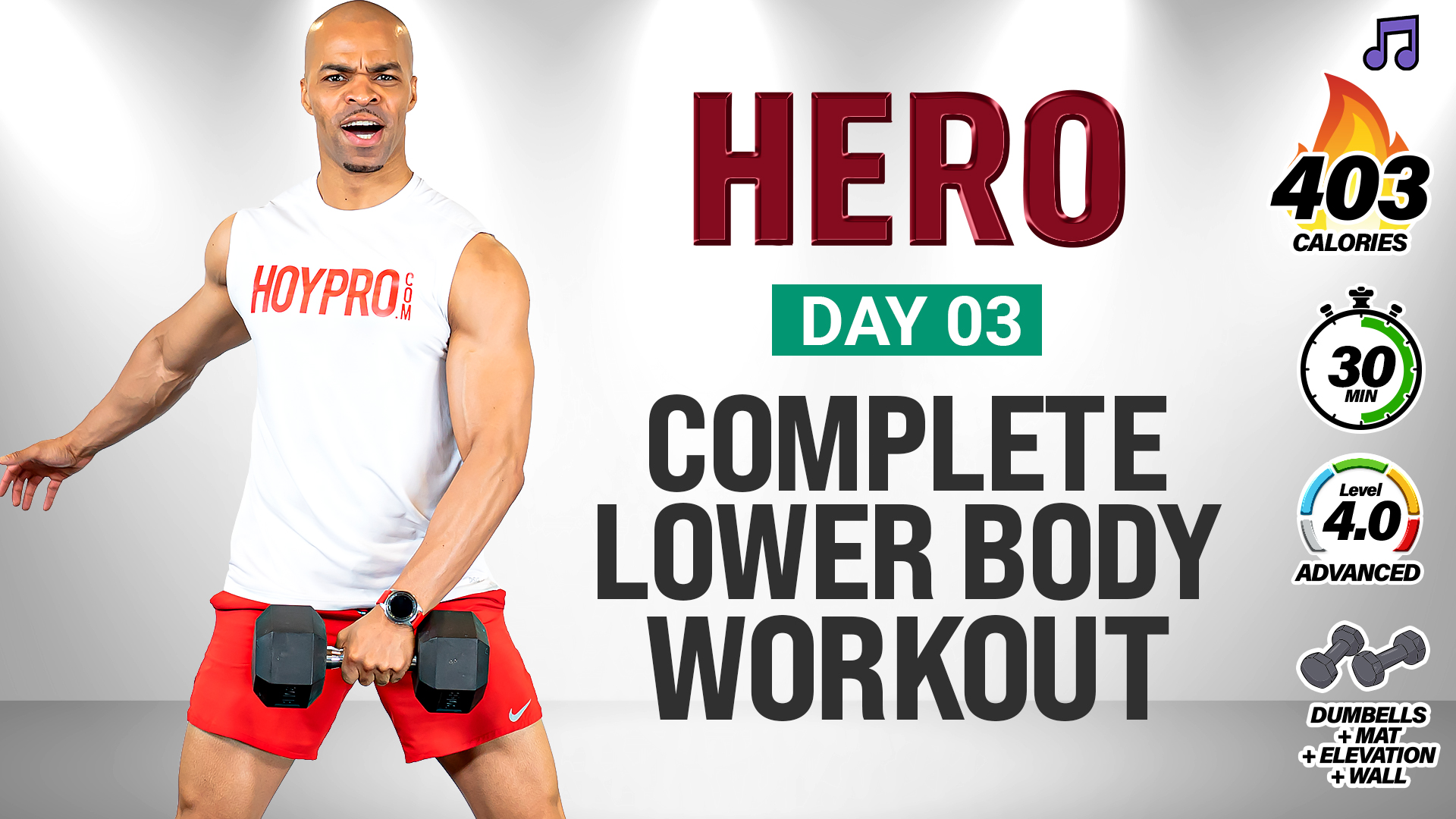 30 Minute Complete Lower Body ABAB Strength Workout - HERO #003 (Music)