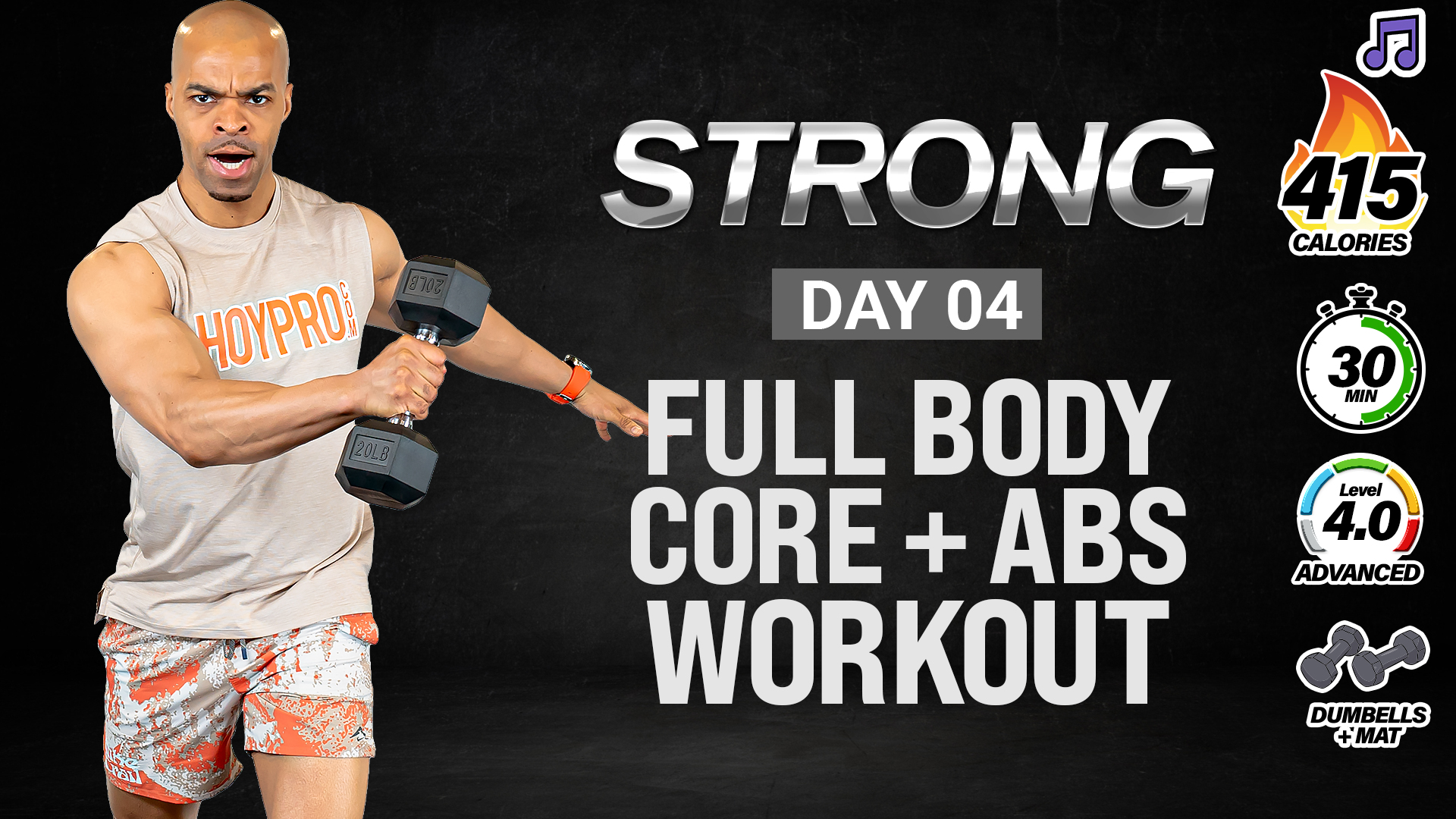 30 Minute Full Body Core & Abs Focused Strength - STRONG #004