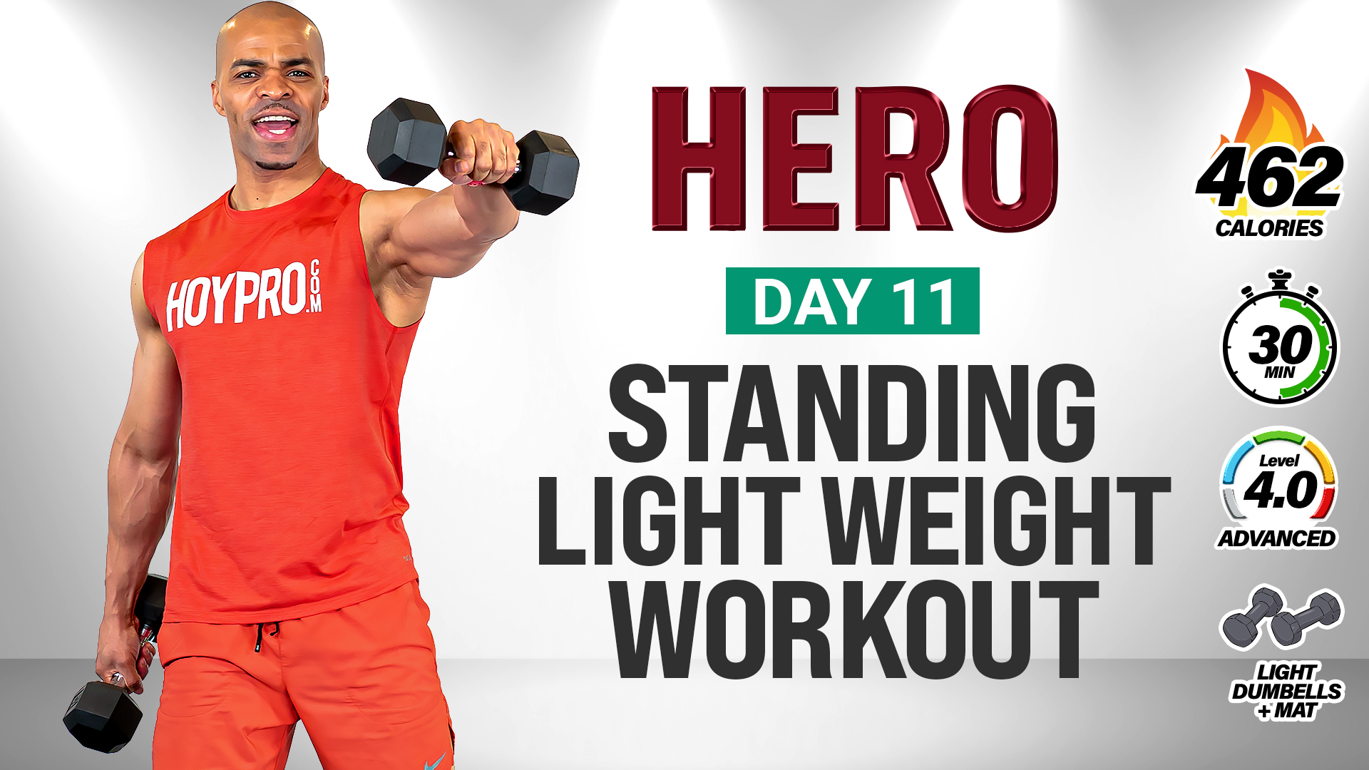 30 Minute Standing Light Dumbbell Workout (No Jumping) - HERO #011