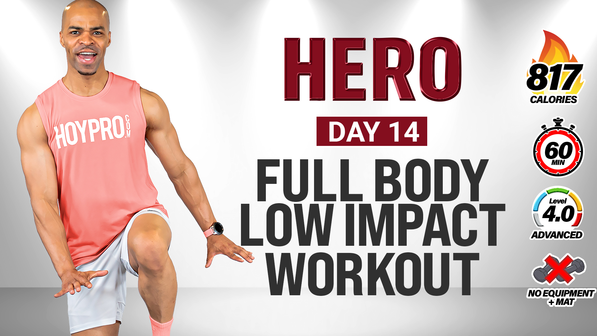 60 Minute Full Body Low Impact HIIT Workout (No Equipment) - HERO #014