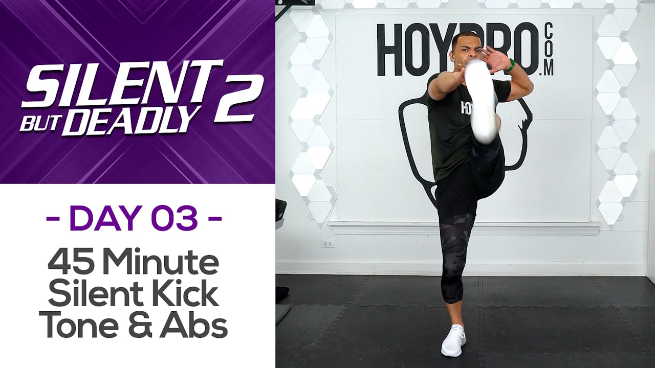 45 Minute Silent Kickboxing Tone & Abs - SBD2 #03 - Millionaire Hoy Pro