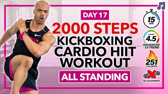 15 Minute INTENSE Tabata Kickboxing Cardio Workout - 2000 Steps #17 (Music)