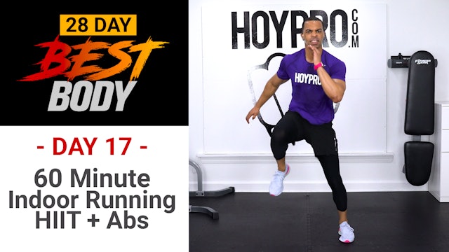 60 Minute Indoor Running Cardio HIIT + Abs - Best Body #17
