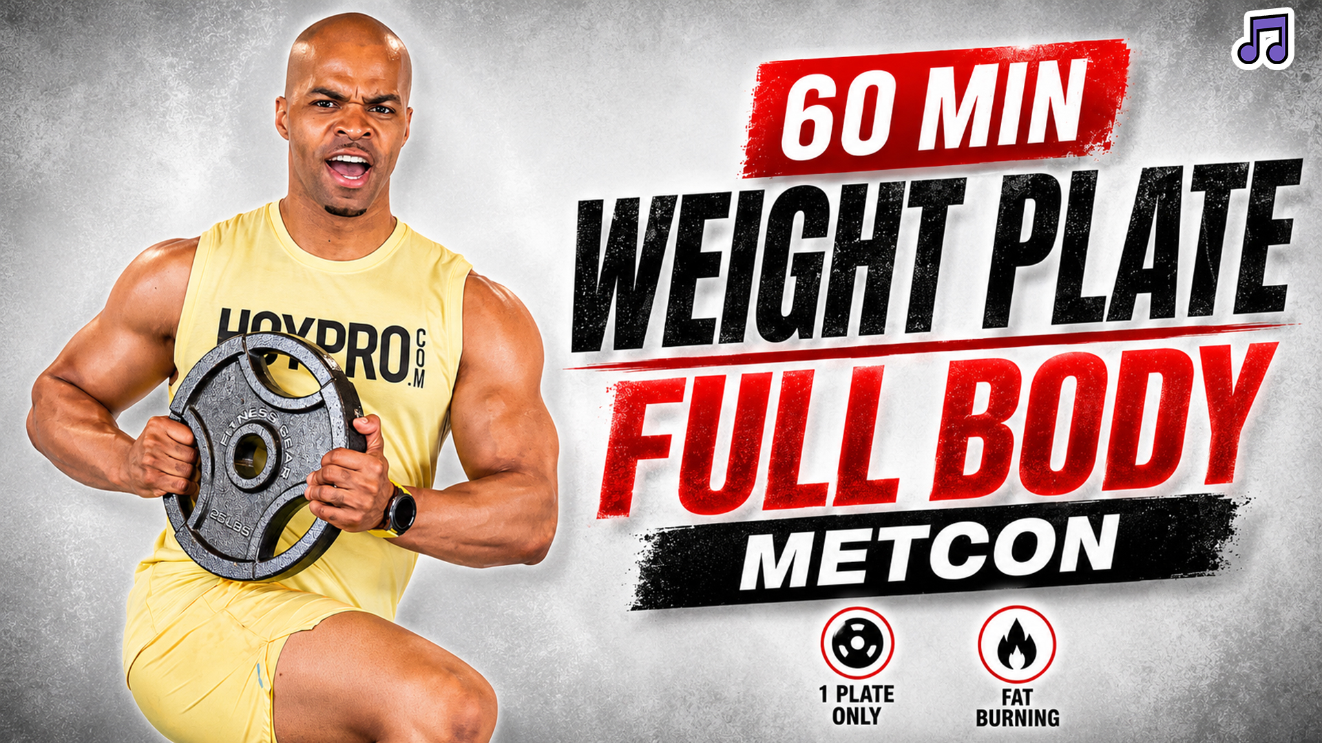 60 Minute Full Body Weight Plate METCON HIIT Workout (Music)