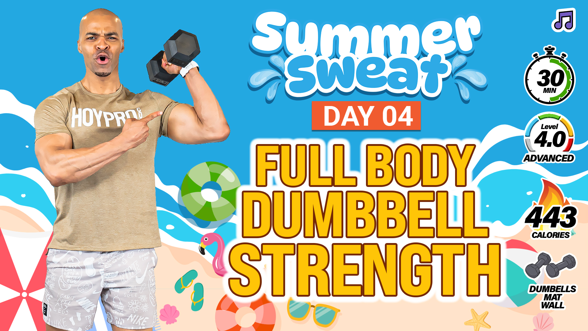 30 Minute Full Body Dumbbell Strength Scan Workout - Summer Sweat #04 (Music)