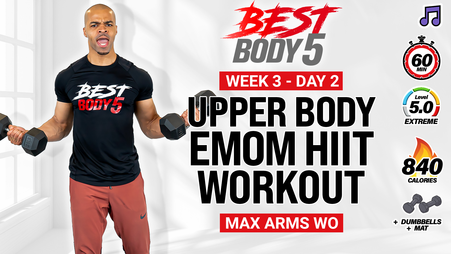 36 & 60 Minute Upper Body EMOM Strength Workout - BB5 W3: Day 2