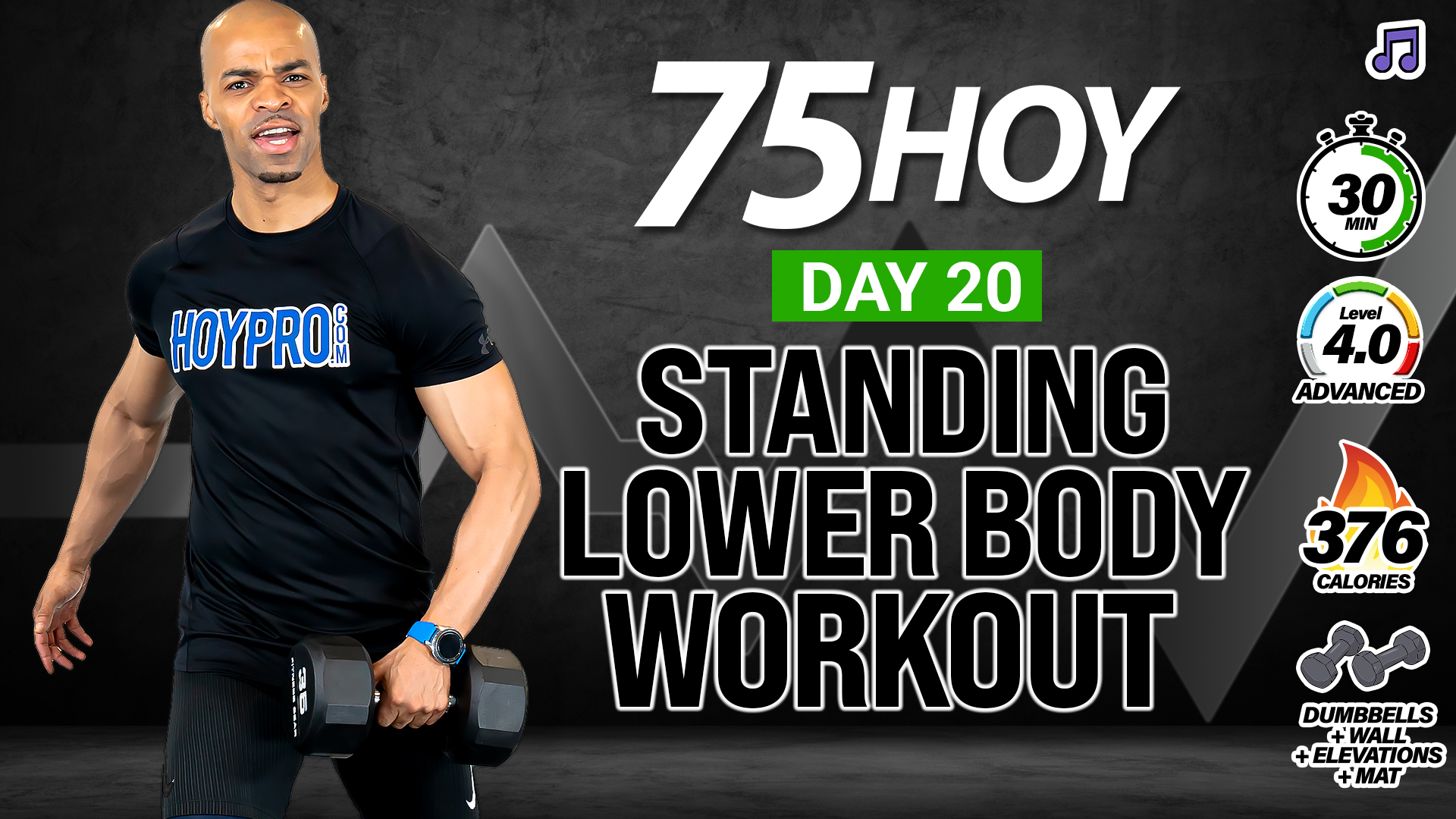 30 Minute Standing Legs - Hams, Quads & Glutes - 75HOY #20 (Music)