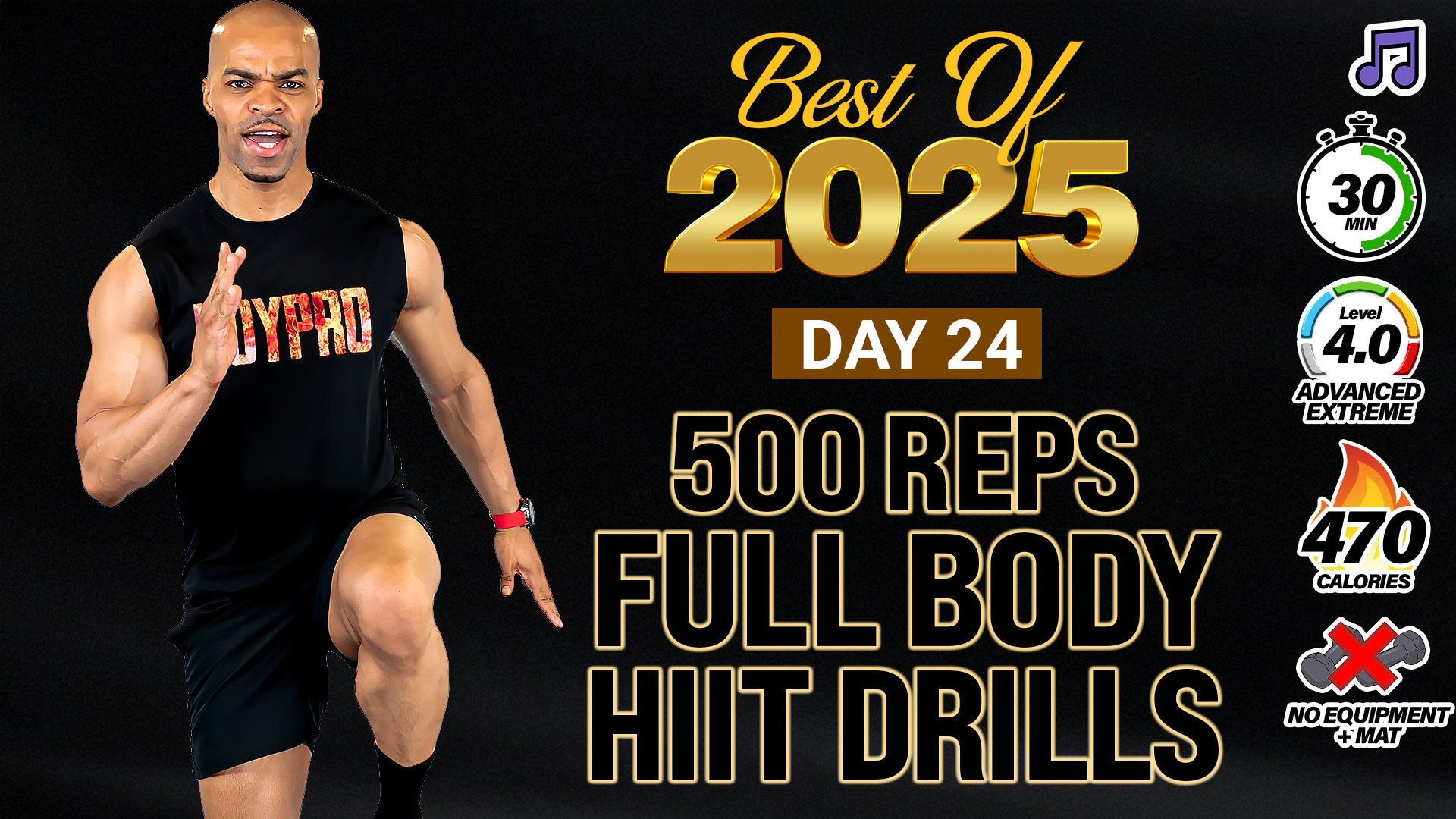 30 Minute 500 Reps Bodyweight HIIT Drills - 2025 BEST #24 (Music)