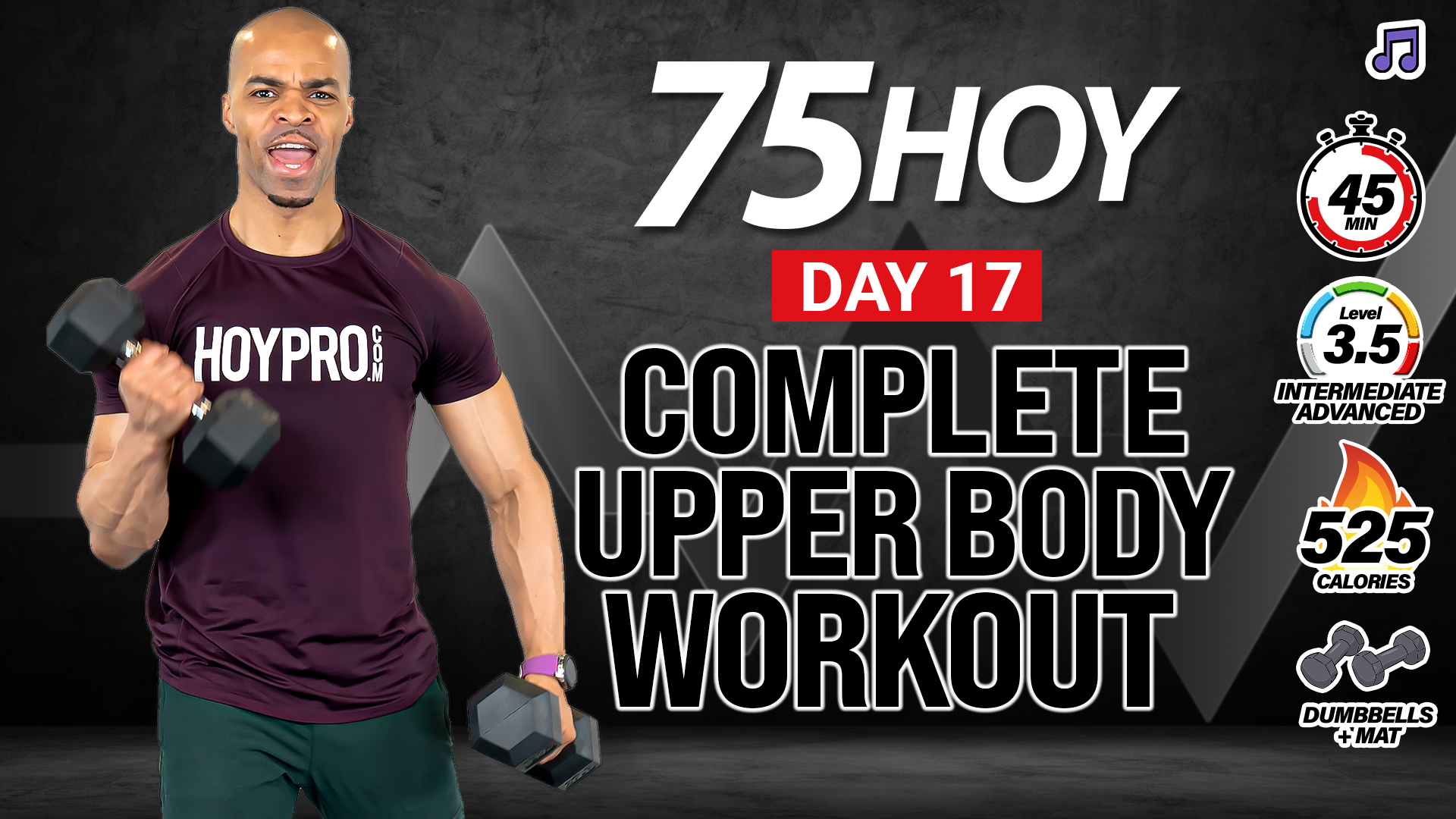 45 Minute Complete ABAB Upper Body Workout - 75HOY #17 (Music)