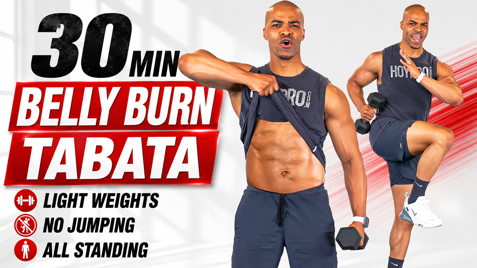 30 Minute Belly Burn Tabata | Light Weights, One Dumbbell, Standing