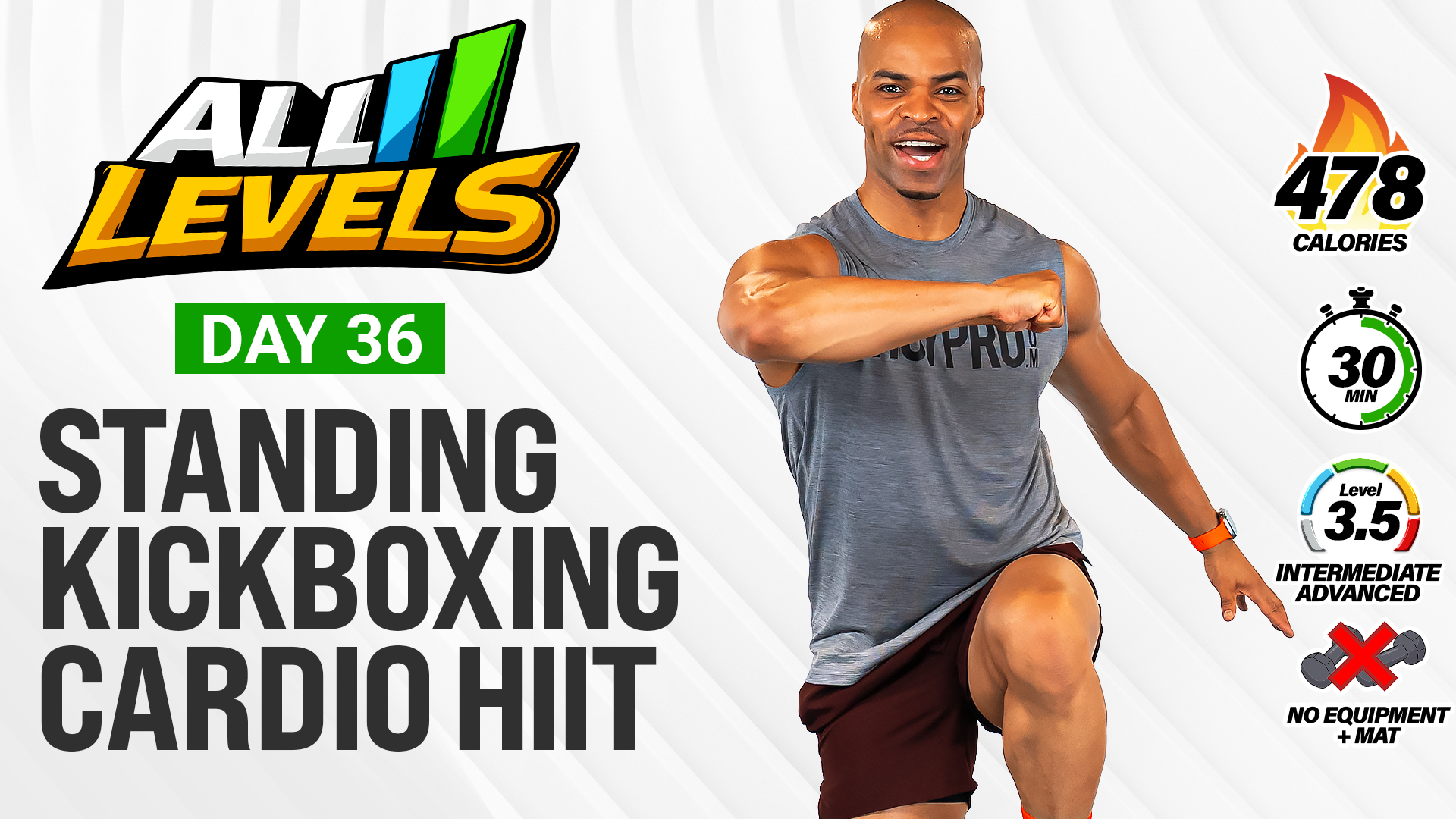 30 Minute Standing Kickboxing Cardio HIIT Workout - ALL LEVELS #036