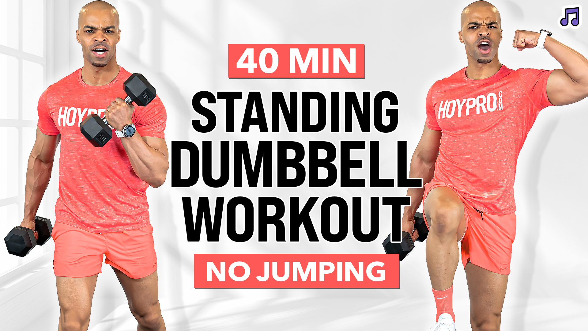 40 Minute All Standing Full Body Dumbbell Workout (No Jumping) (Music)