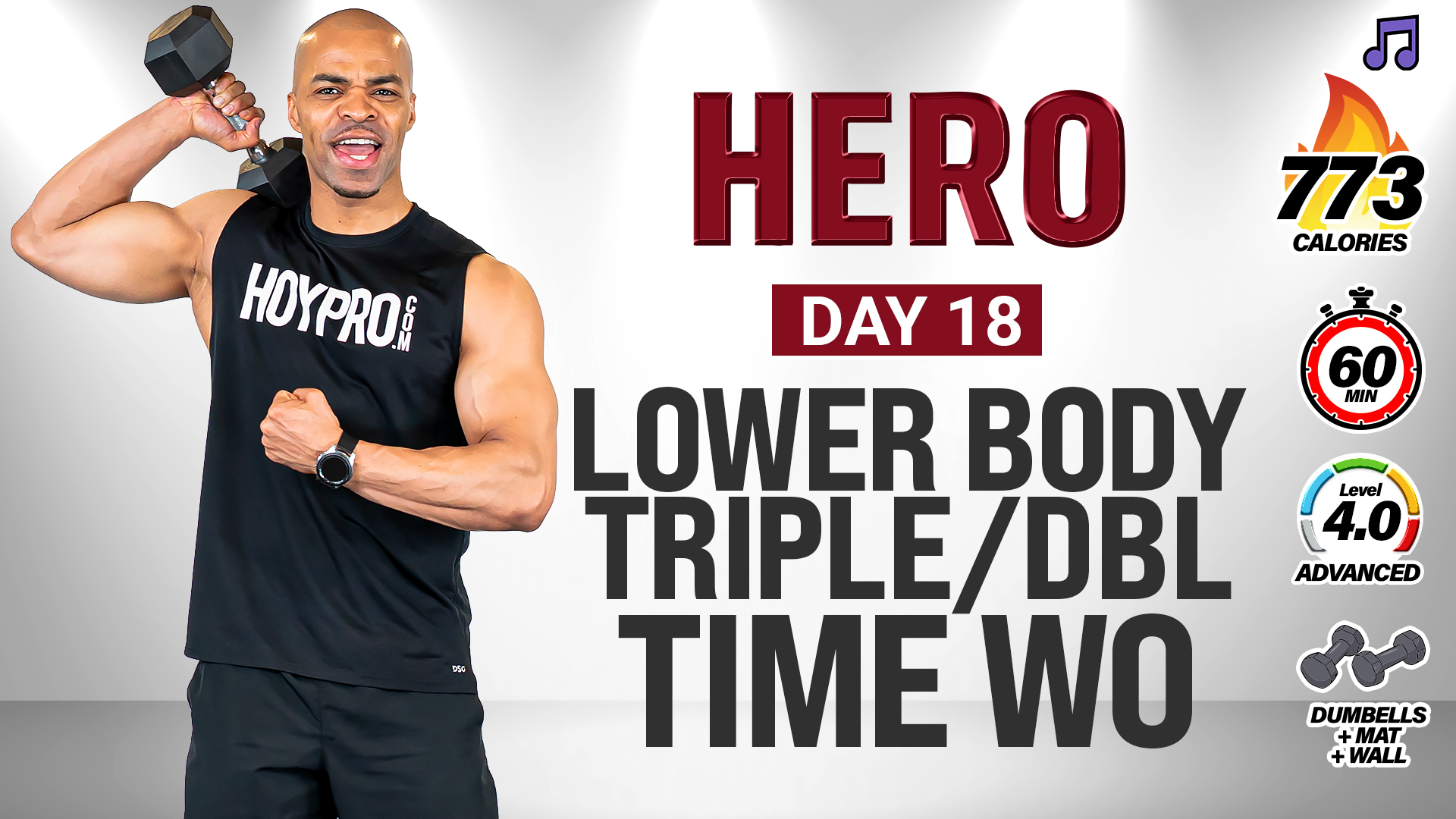 60 Minute Triple-Double Time Legs Strength + Abs - HERO #018 (Music)