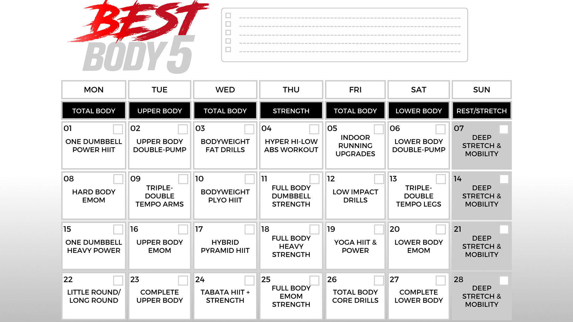 Best Body 5 - 28 Day Workout Calendar.pdf